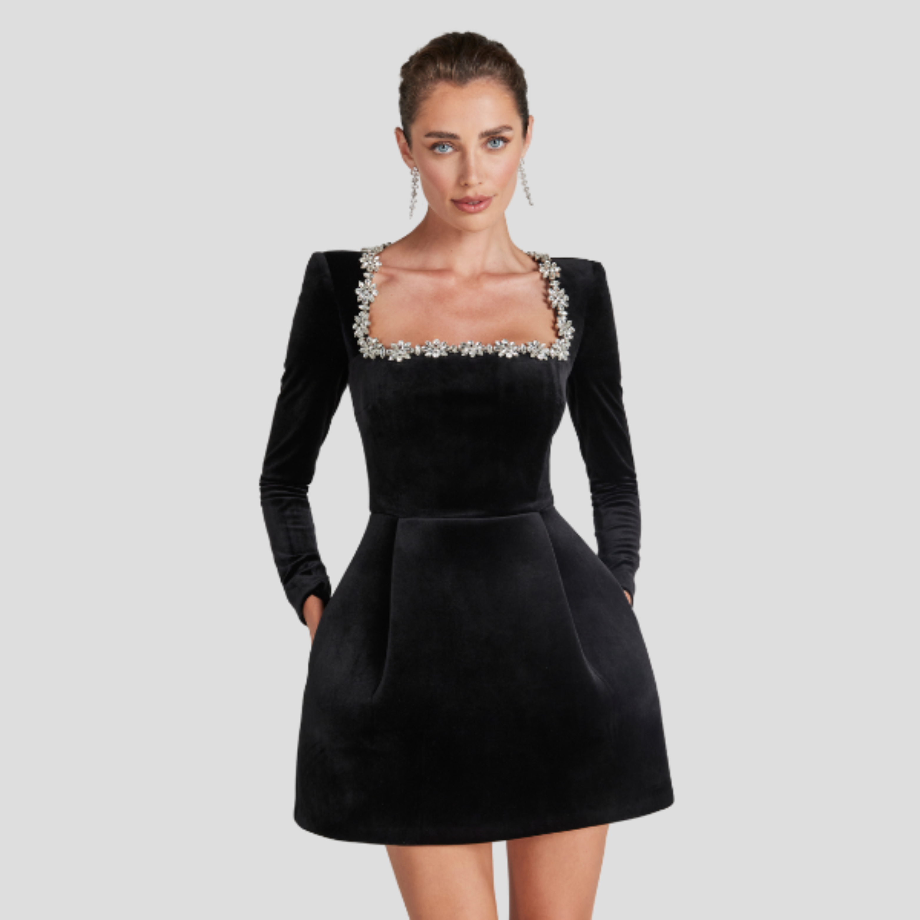 Women Cocktail Dress | Square Neckline Detail & Embellished Structured Silhouette for Evening Wear