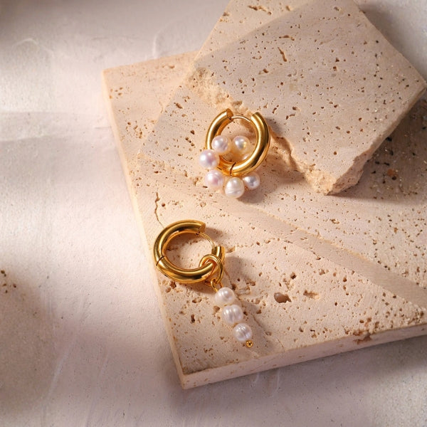 Women Hoop Earrings | Mismatched Hoop Form & Bead Drop Detail for Daily and Evening Styling