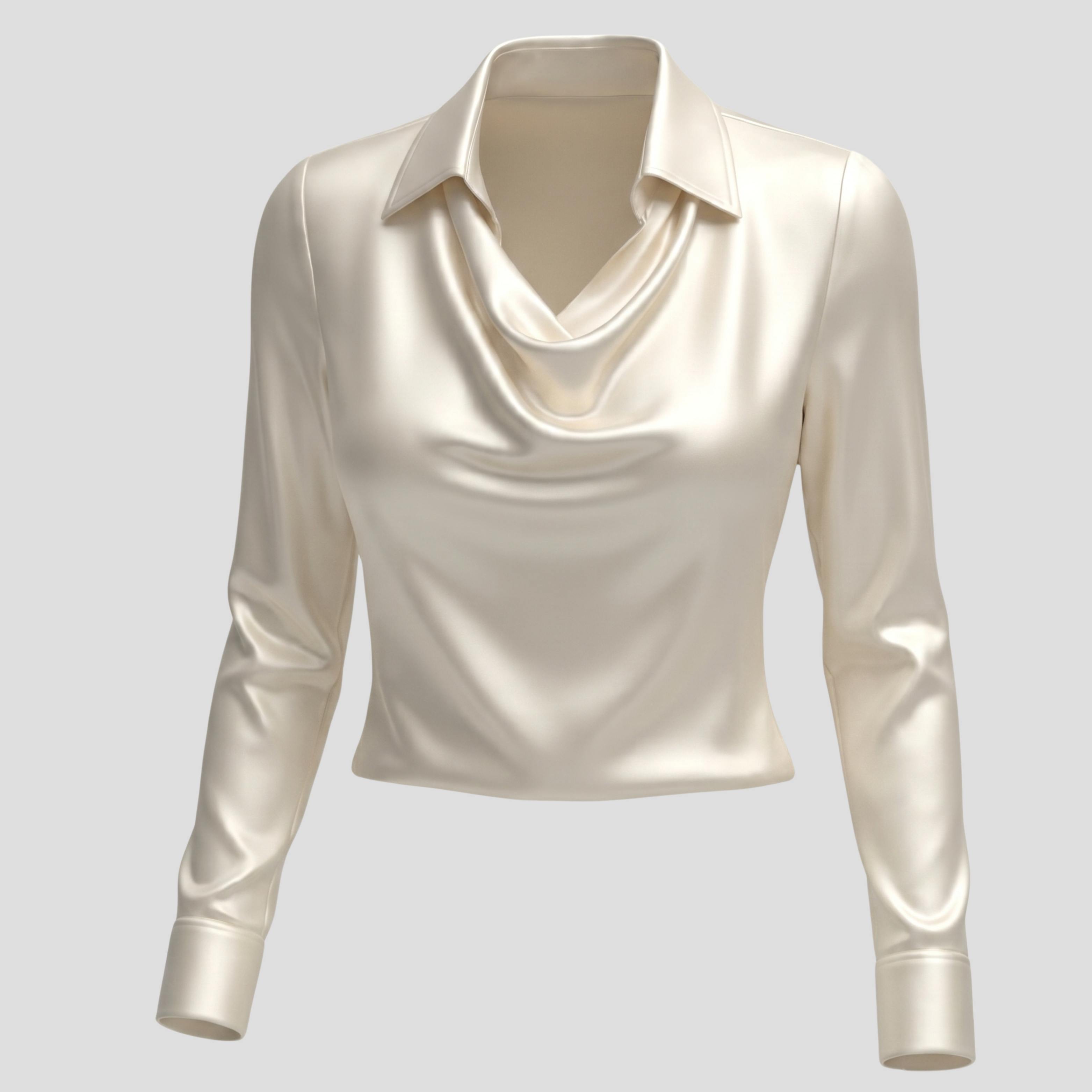 Women Long-Sleeve Blouse | Cowl Neckline Form & Pointed Collar Alignment for Daily Wear