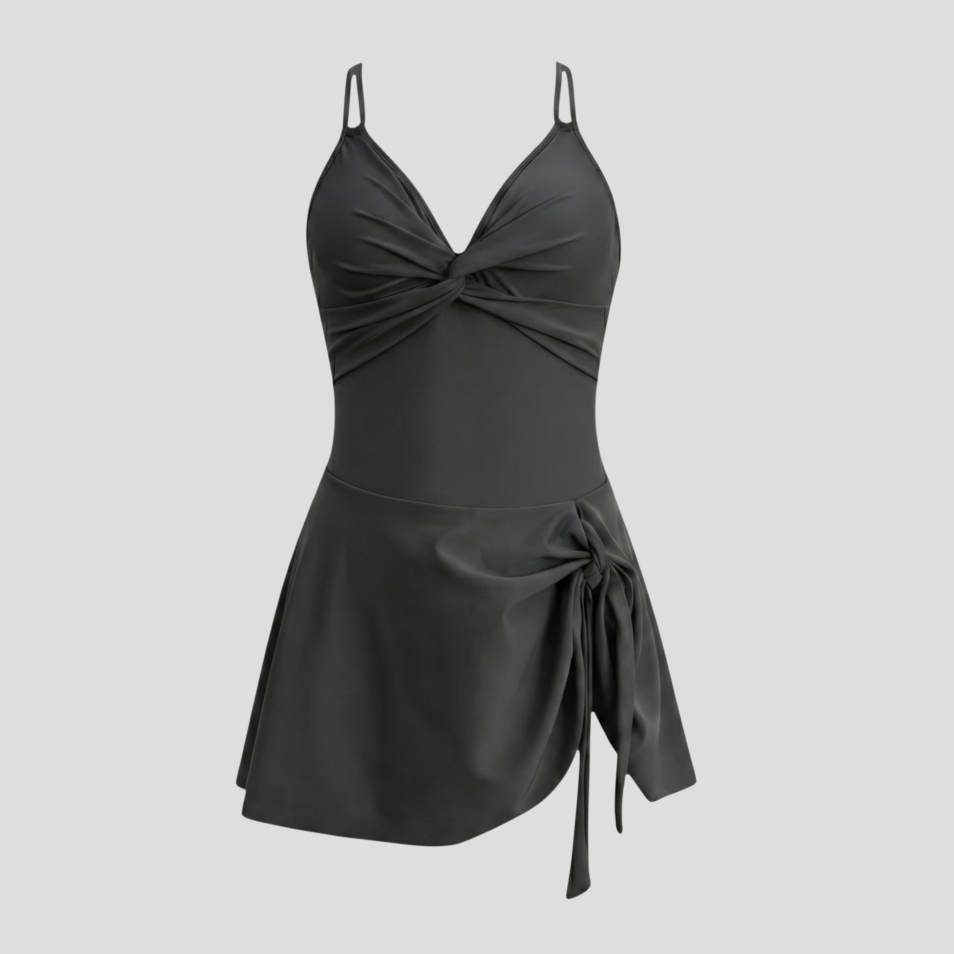 Women One-Piece Swimsuit | Twist-Front Form & Skirted Overlay Alignment for Swimwear