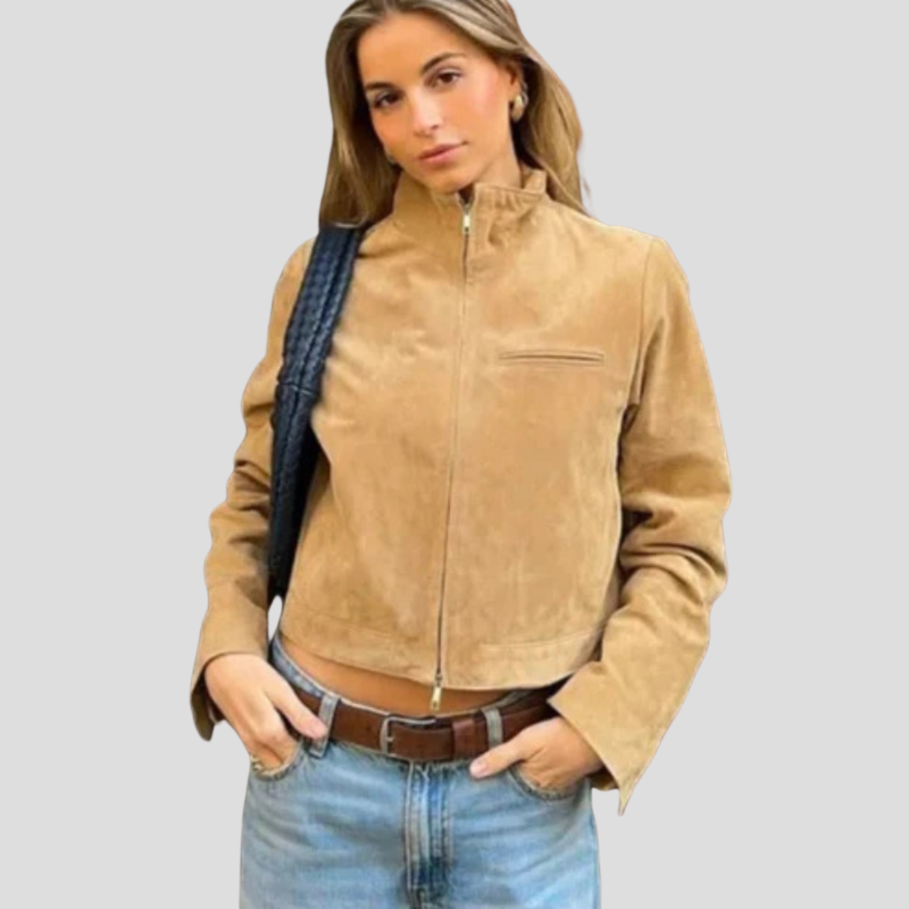 Women Jacket | Cropped Silhouette & Stand Collar Design for Daily Wear