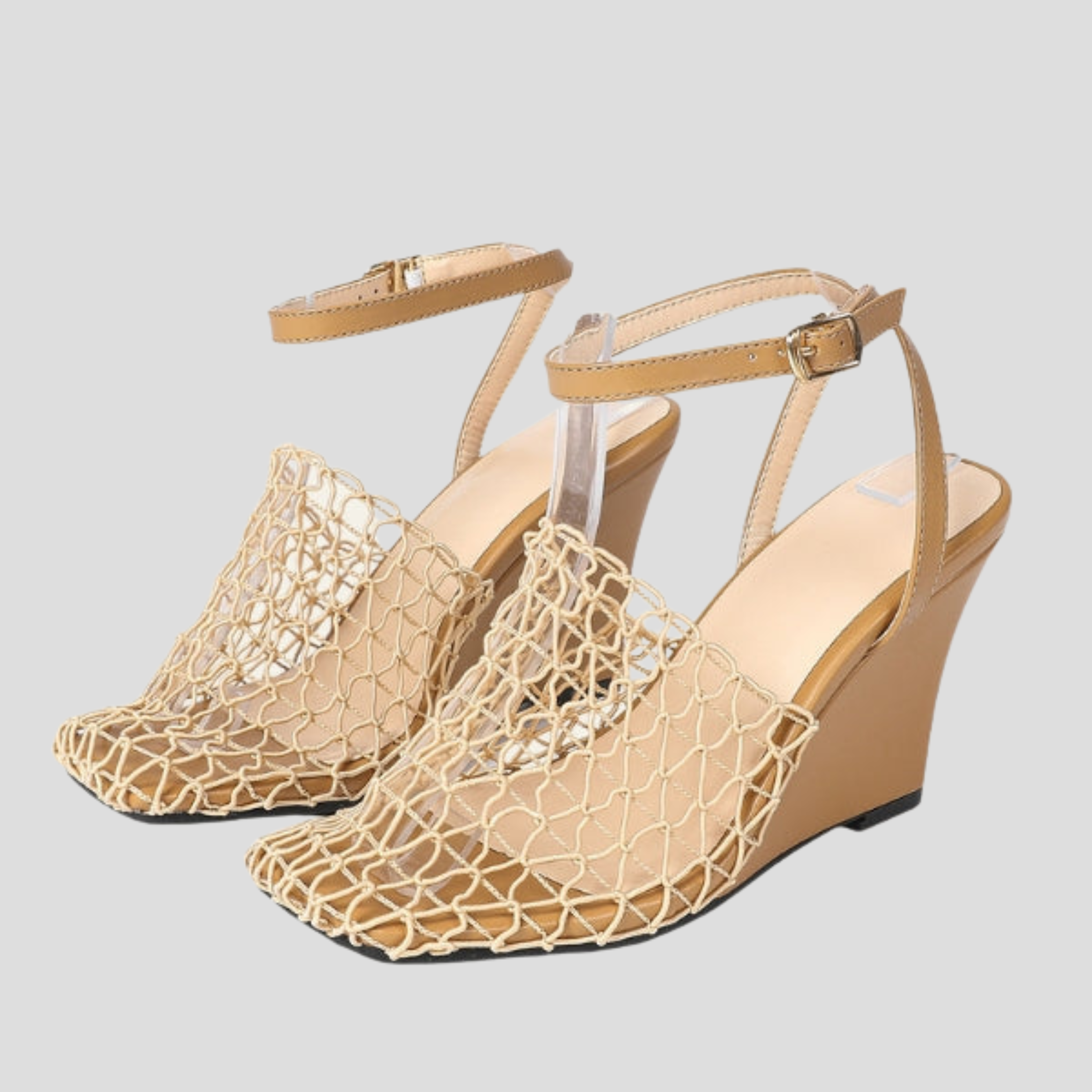 Women Sandals | Square Toe Shape & Net-Detail Wedge Silhouette for Summer Wear