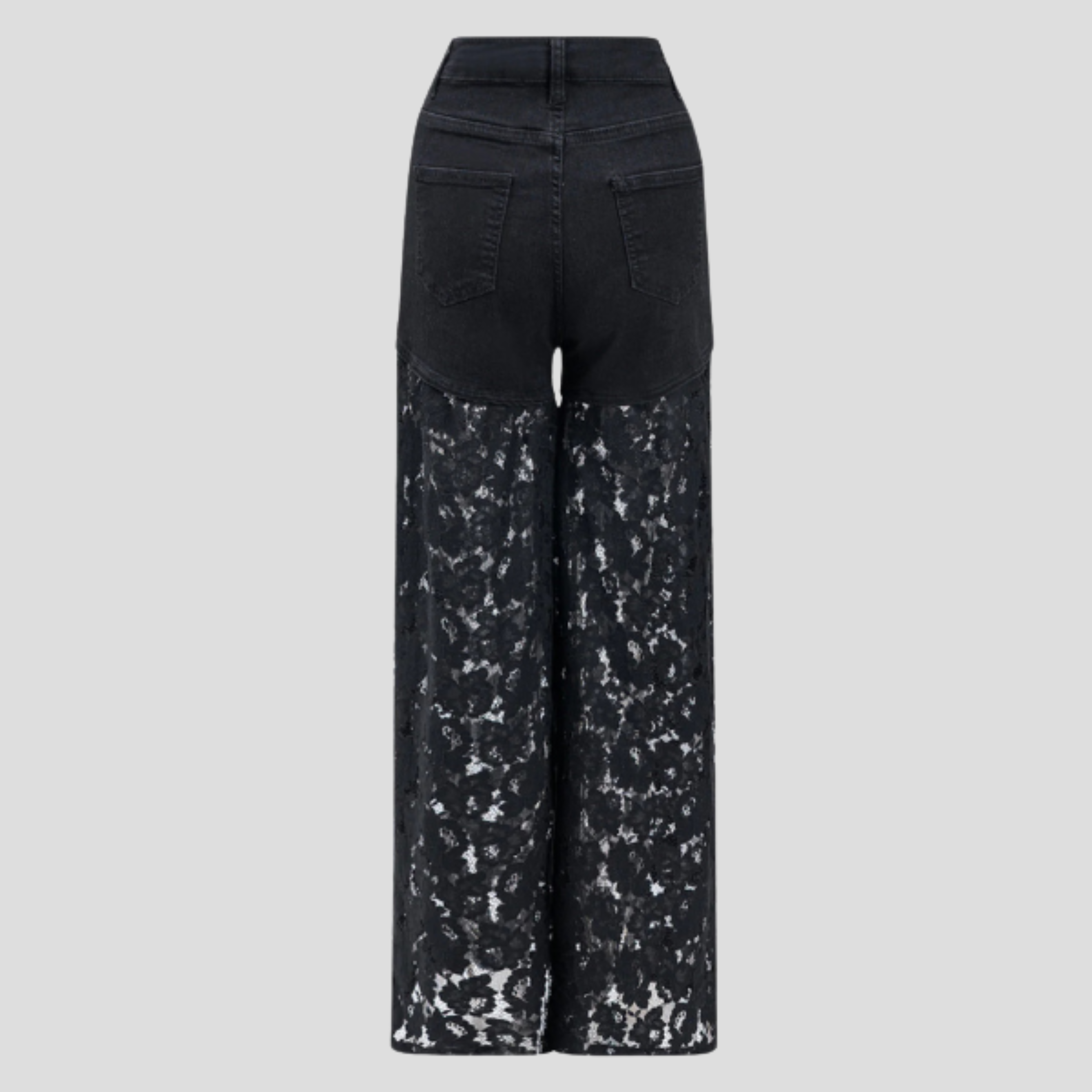 Women Jeans | High-Waist Design & Wide-Leg Silhouette with Lace Panel Detail