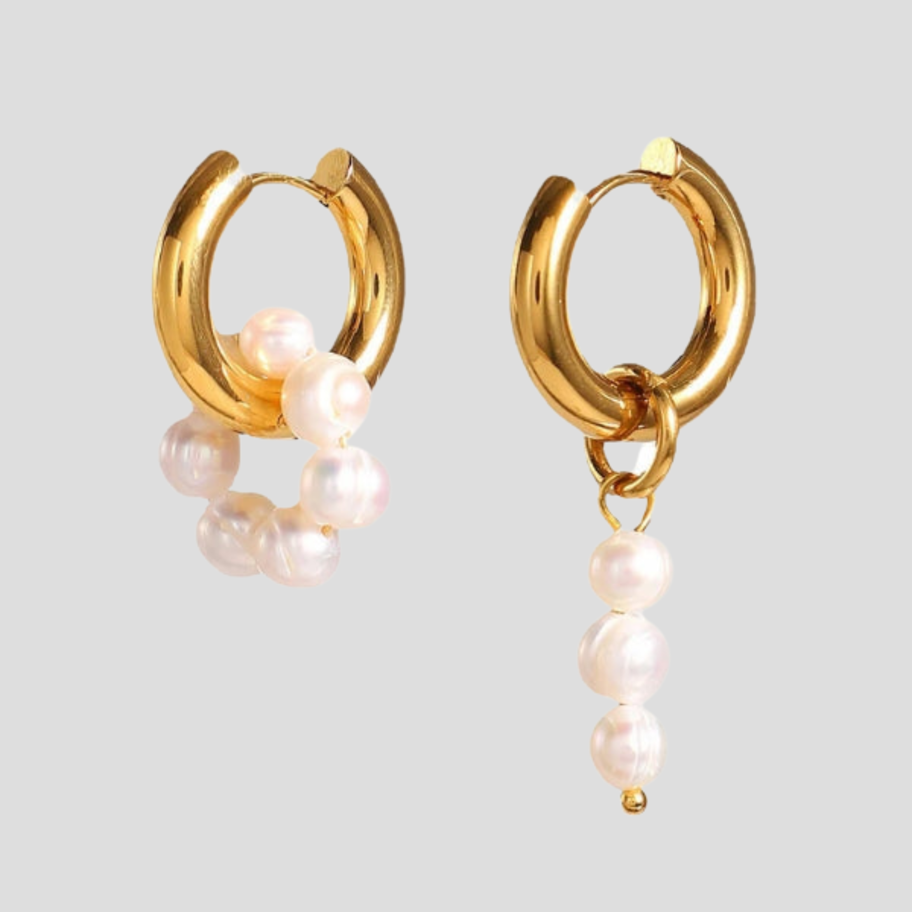 Women Hoop Earrings | Mismatched Hoop Form & Bead Drop Detail for Daily and Evening Styling