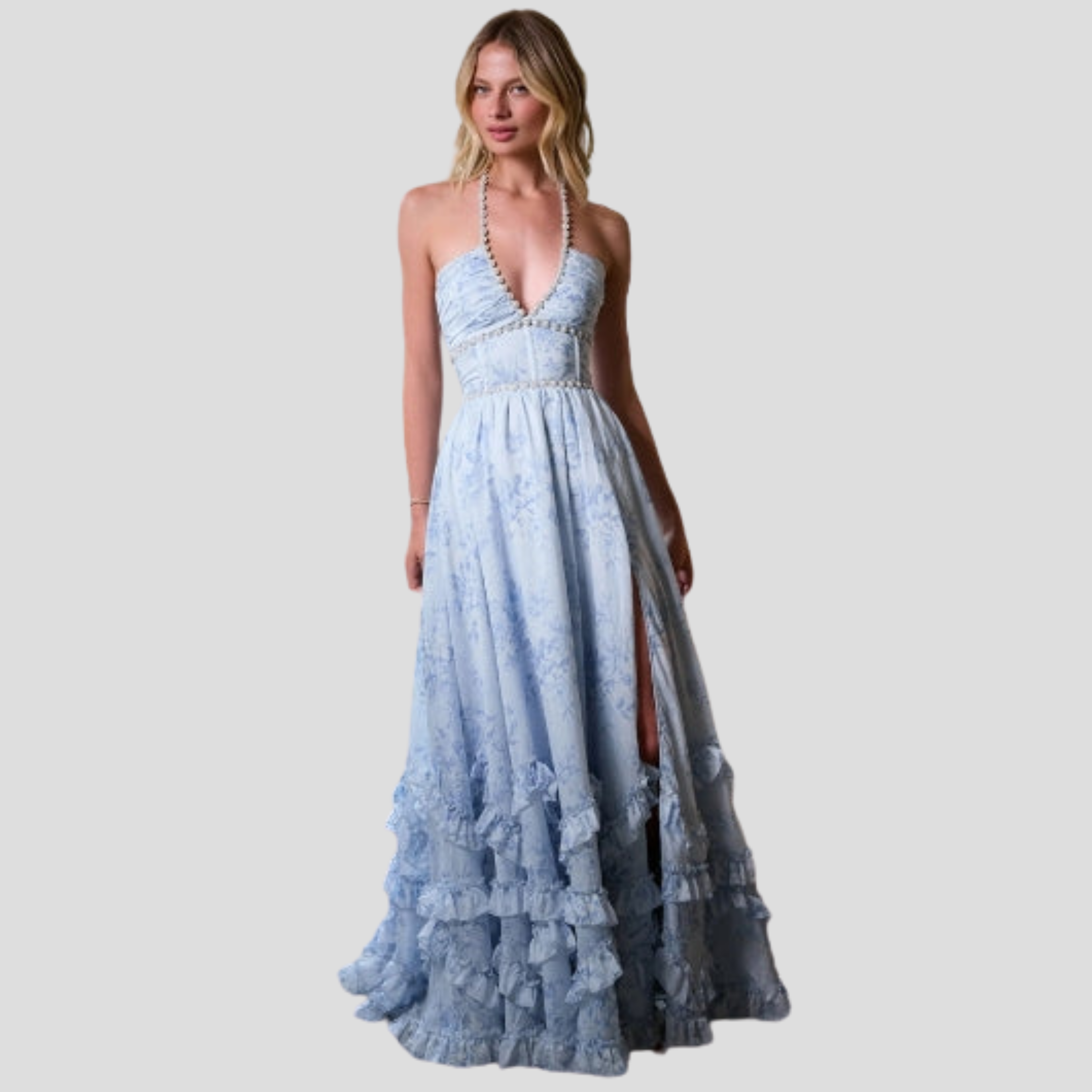 Women Maxi Dress | Corset Bodice Design & Ruffled Hem Silhouette for Evening Wear