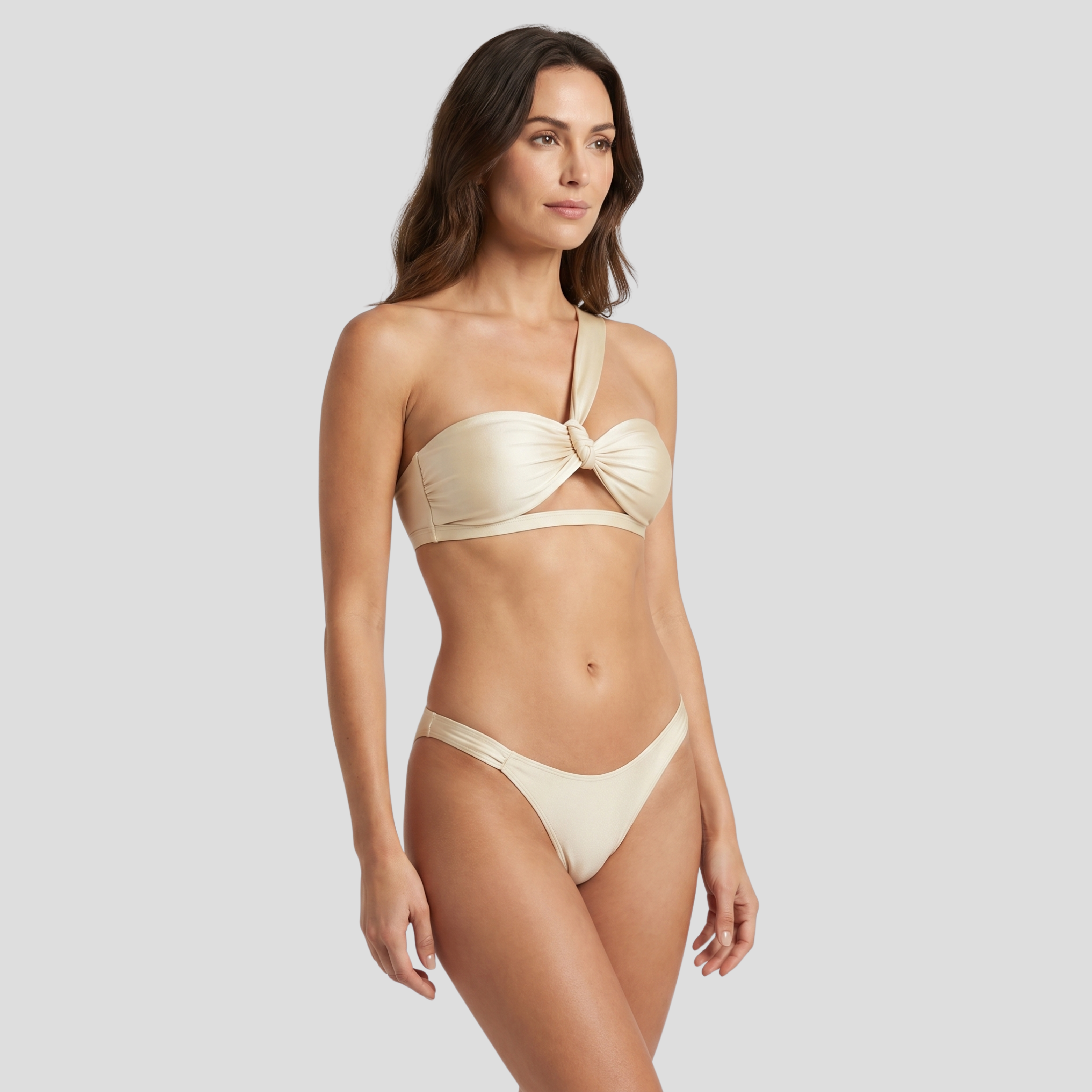 Women Bikini Set | One-Shoulder Form & Knot Detail Alignment for Swimwear