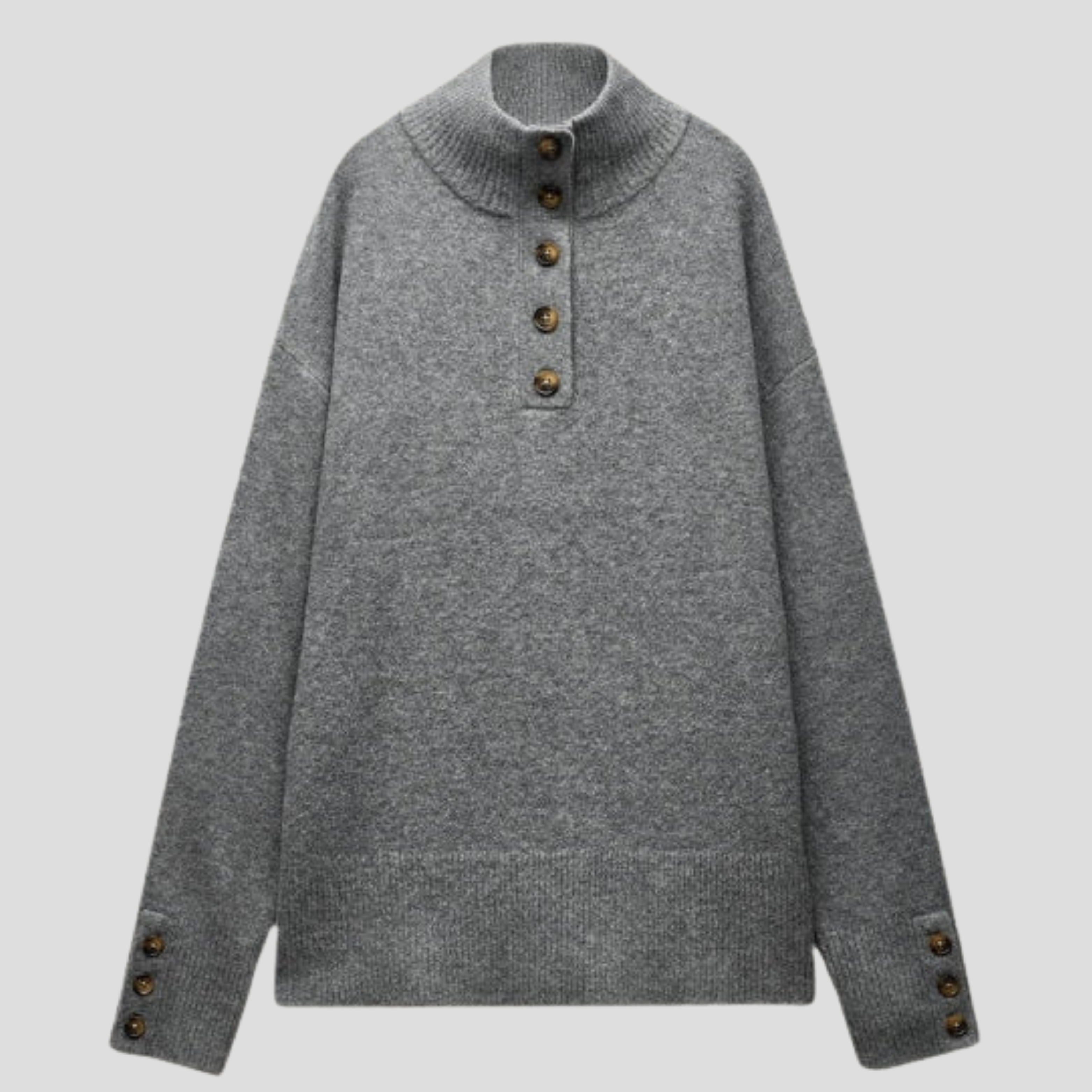 Women Sweater | Button Front Detail & Stand Collar Silhouette for Daily Wear