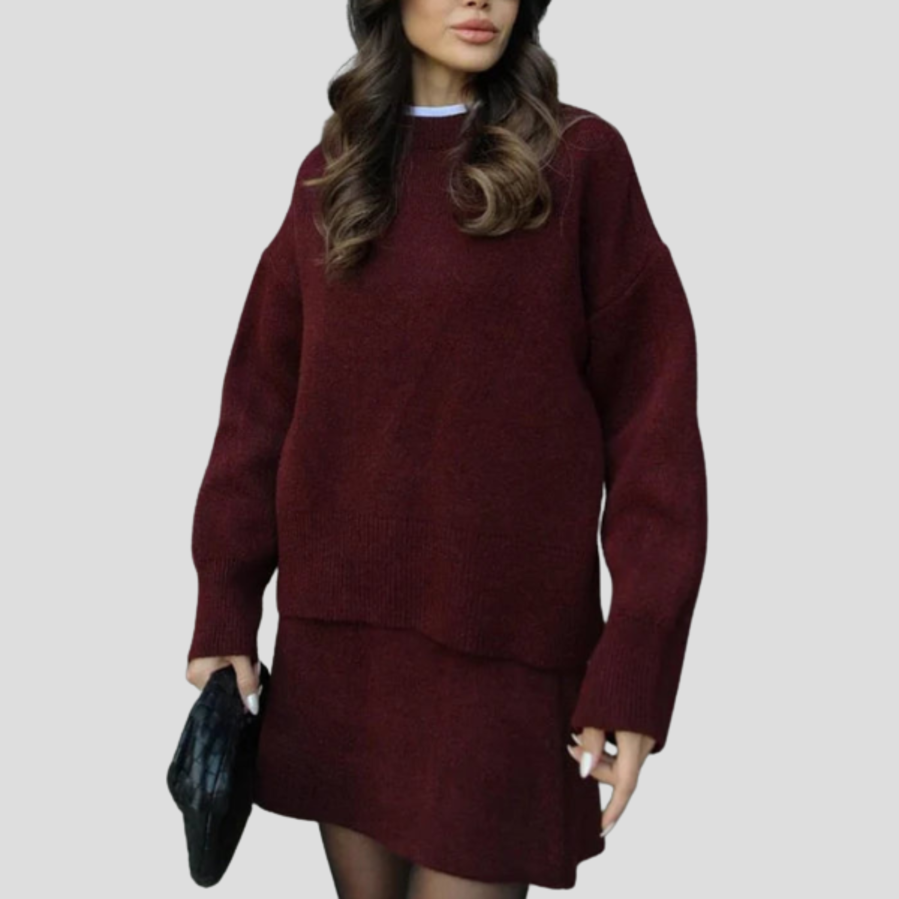 Women Knit Set | Crew Neck Upper Form & Streamlined Skirt Alignment for Daily Wear