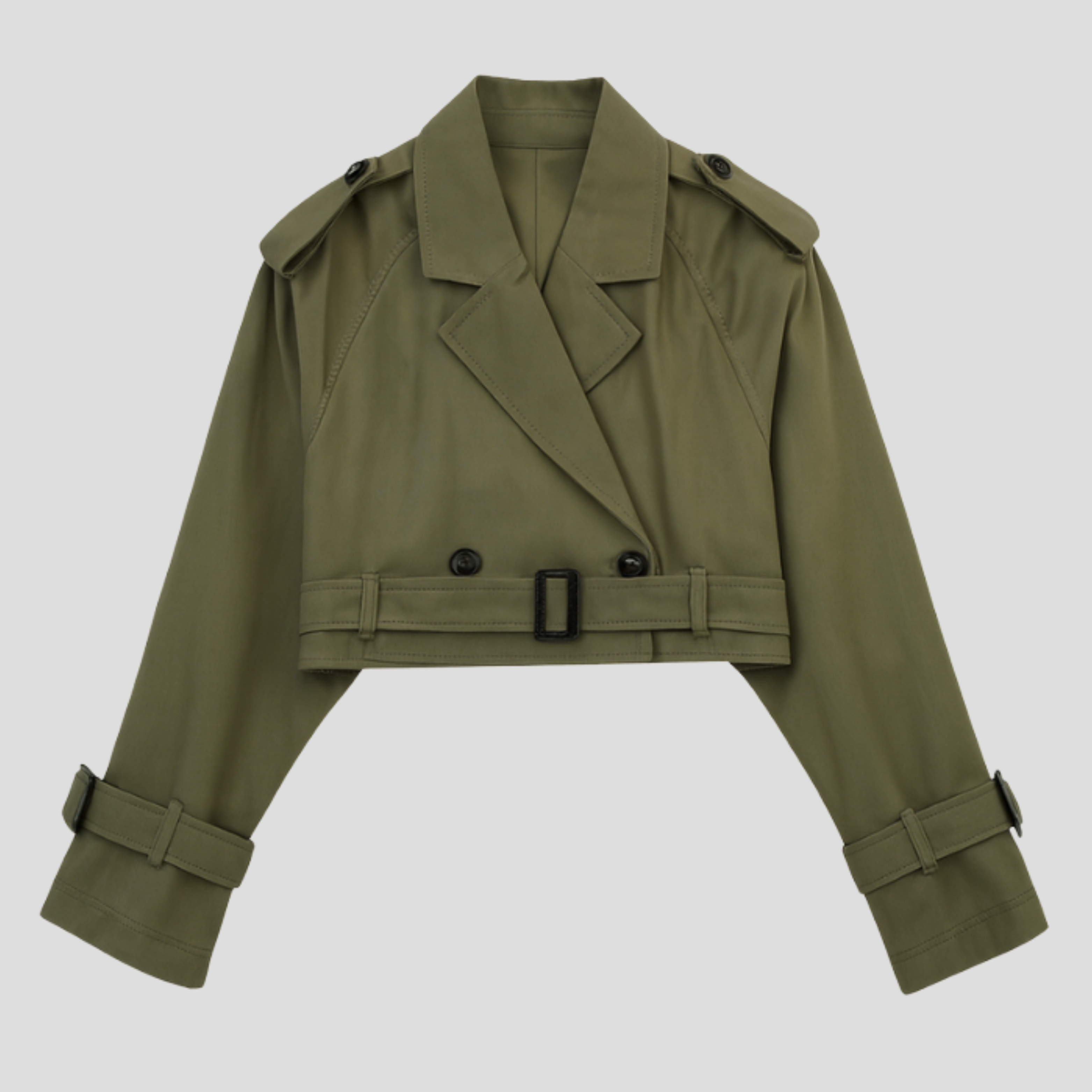 Women Jacket | Cropped Length & Belted Waist Structure for Daily Use