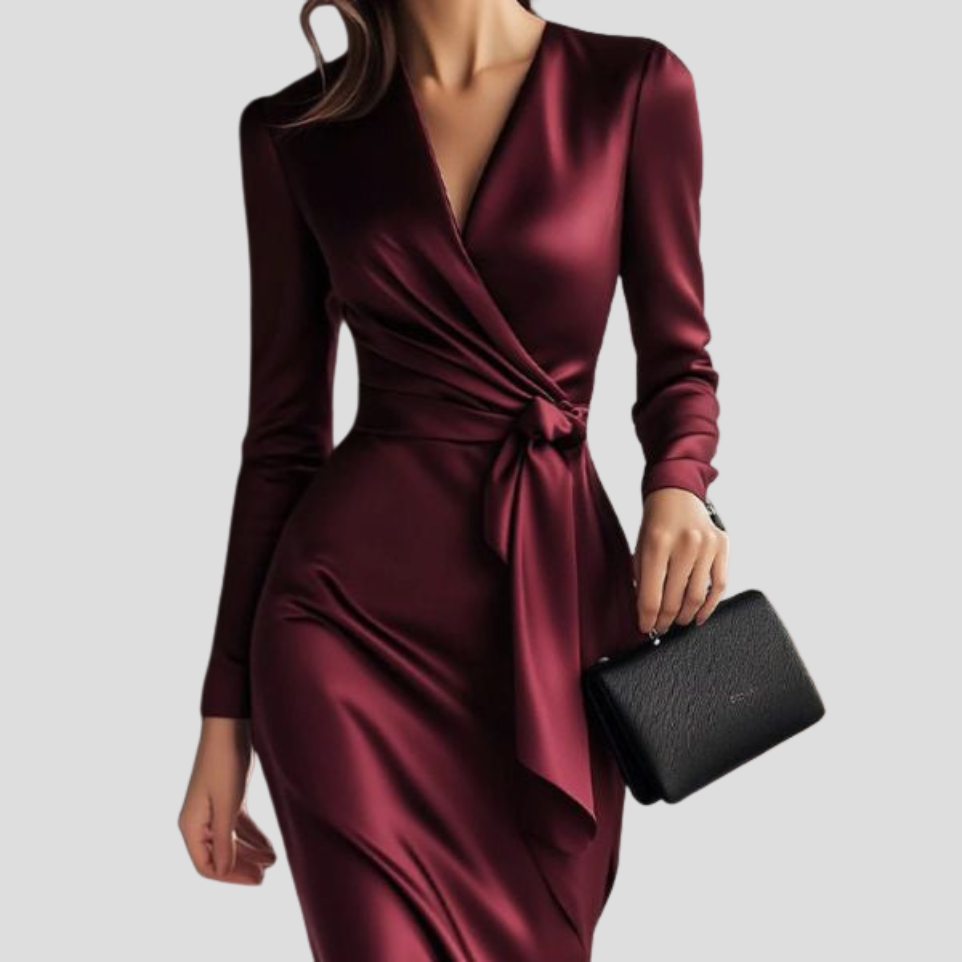 Women Wrap Dress | Draped Front Detail & Defined Waist Silhouette for Evening Wear