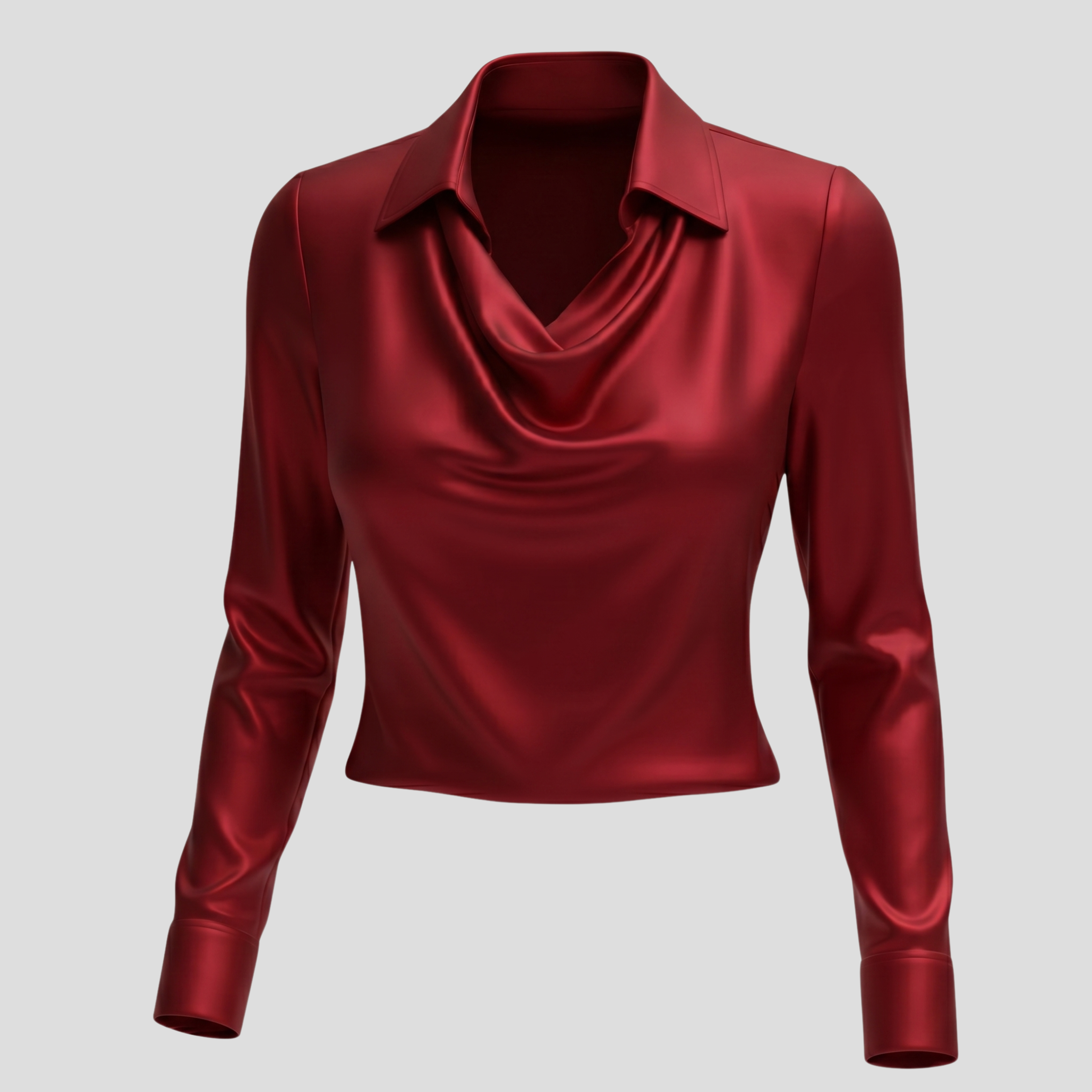 Women Long-Sleeve Blouse | Cowl Neckline Form & Pointed Collar Alignment for Daily Wear