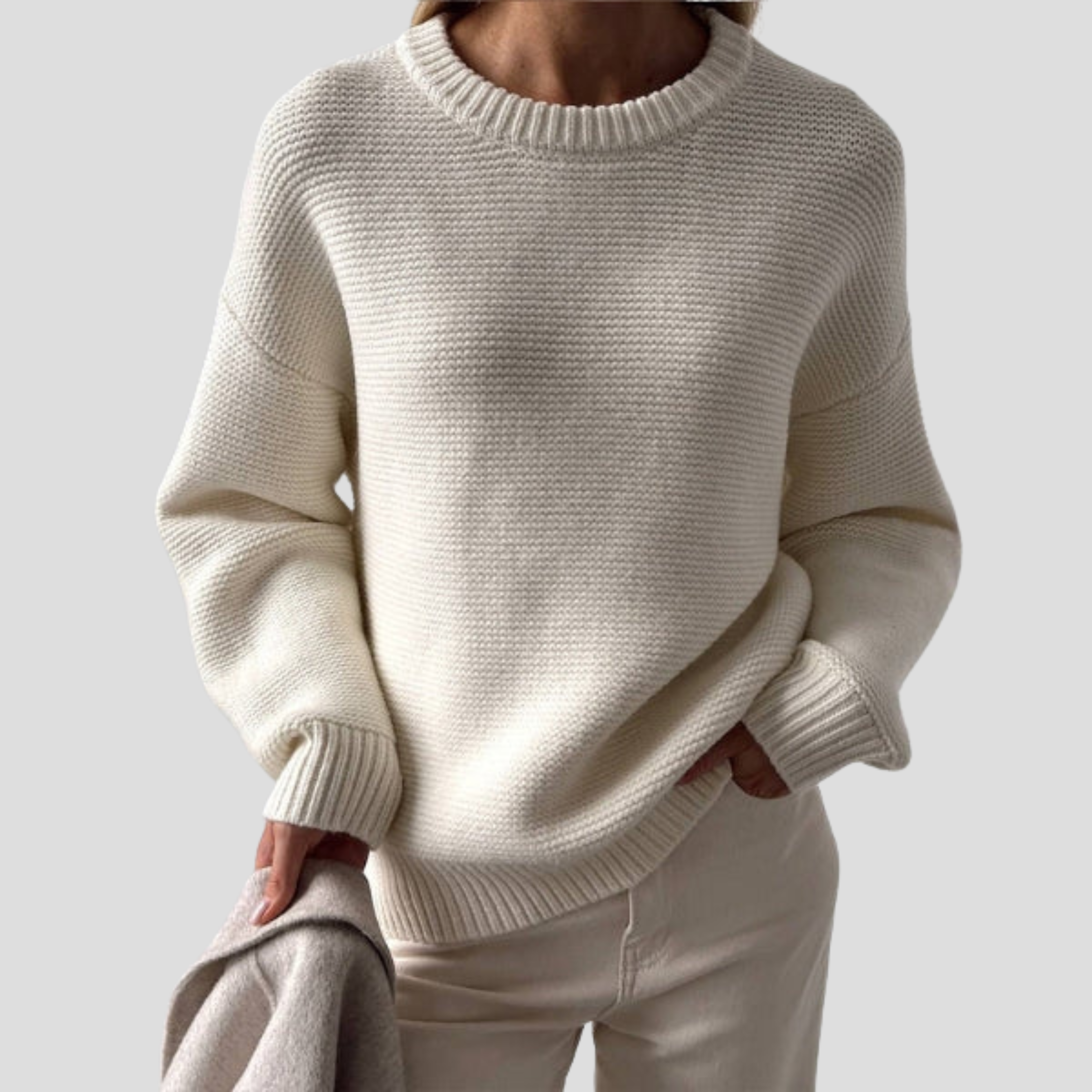 Women Sweater | Textured Surface Design & Relaxed Crew Neck Silhouette for Daily Wear