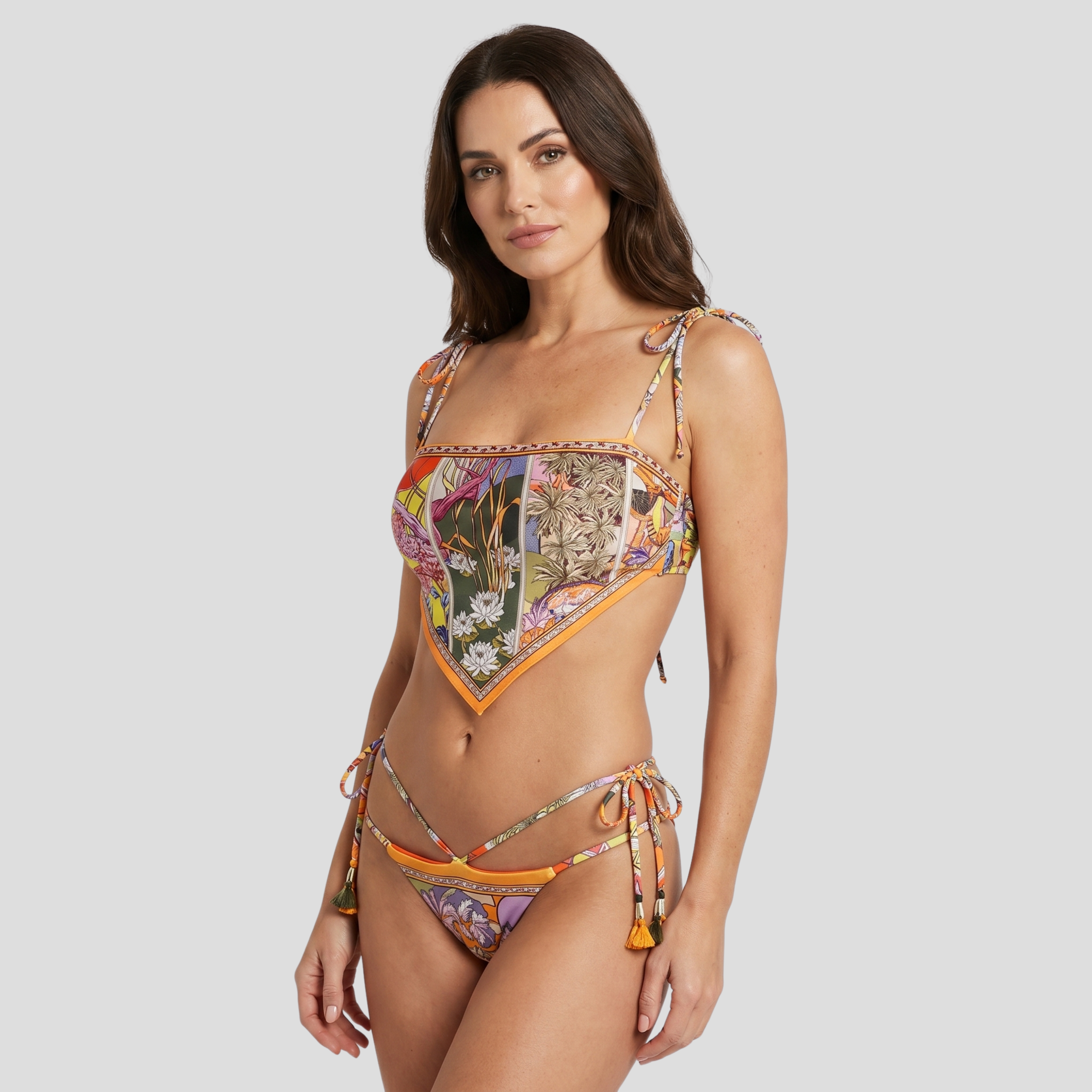 Women Bikini Set | Scarf-Hem Form & Multi-Strap Alignment for Swimwear