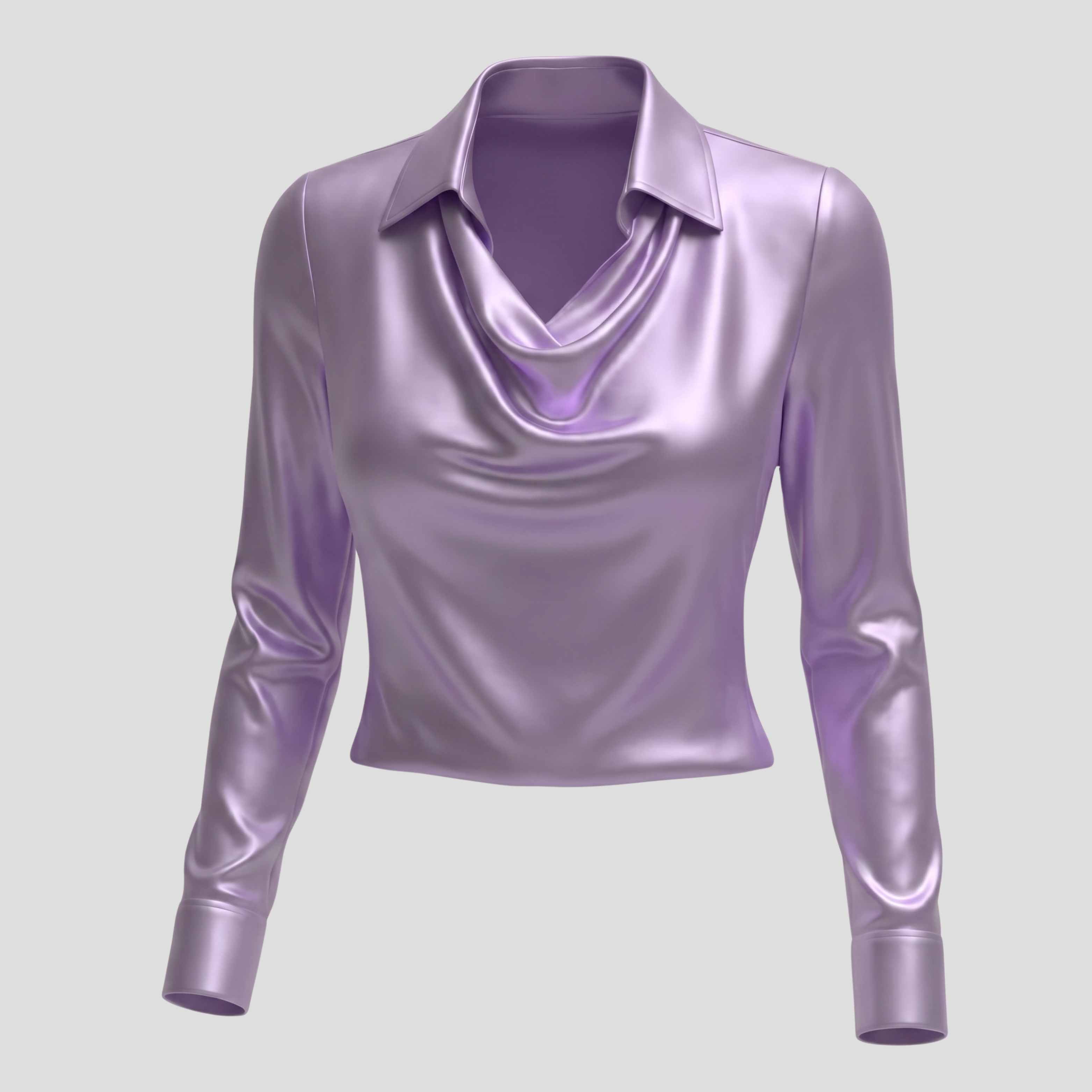 Women Long-Sleeve Blouse | Cowl Neckline Form & Pointed Collar Alignment for Daily Wear