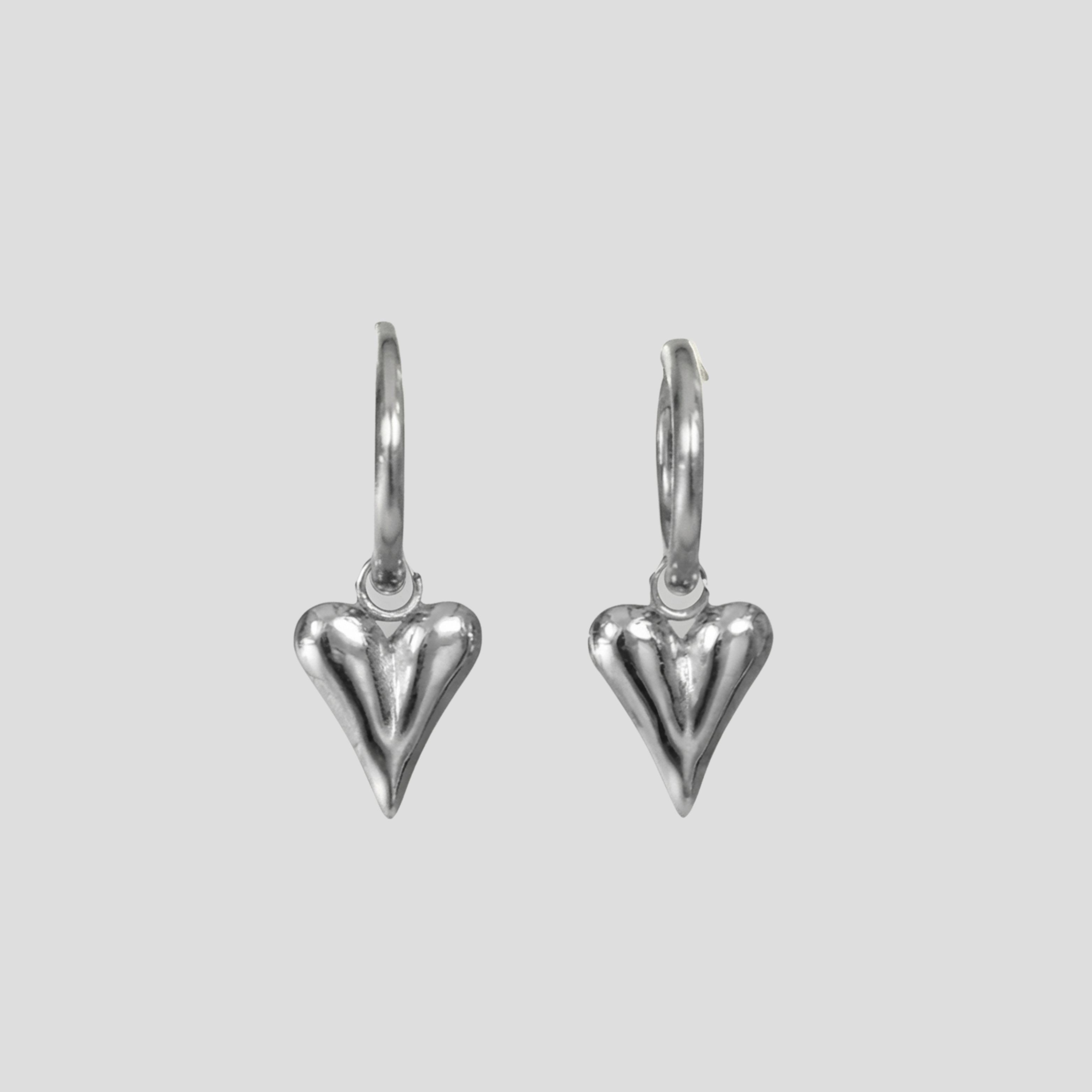 Women Earring | Sculpted Heart Shape & Polished Silver Finish for Daily Wear