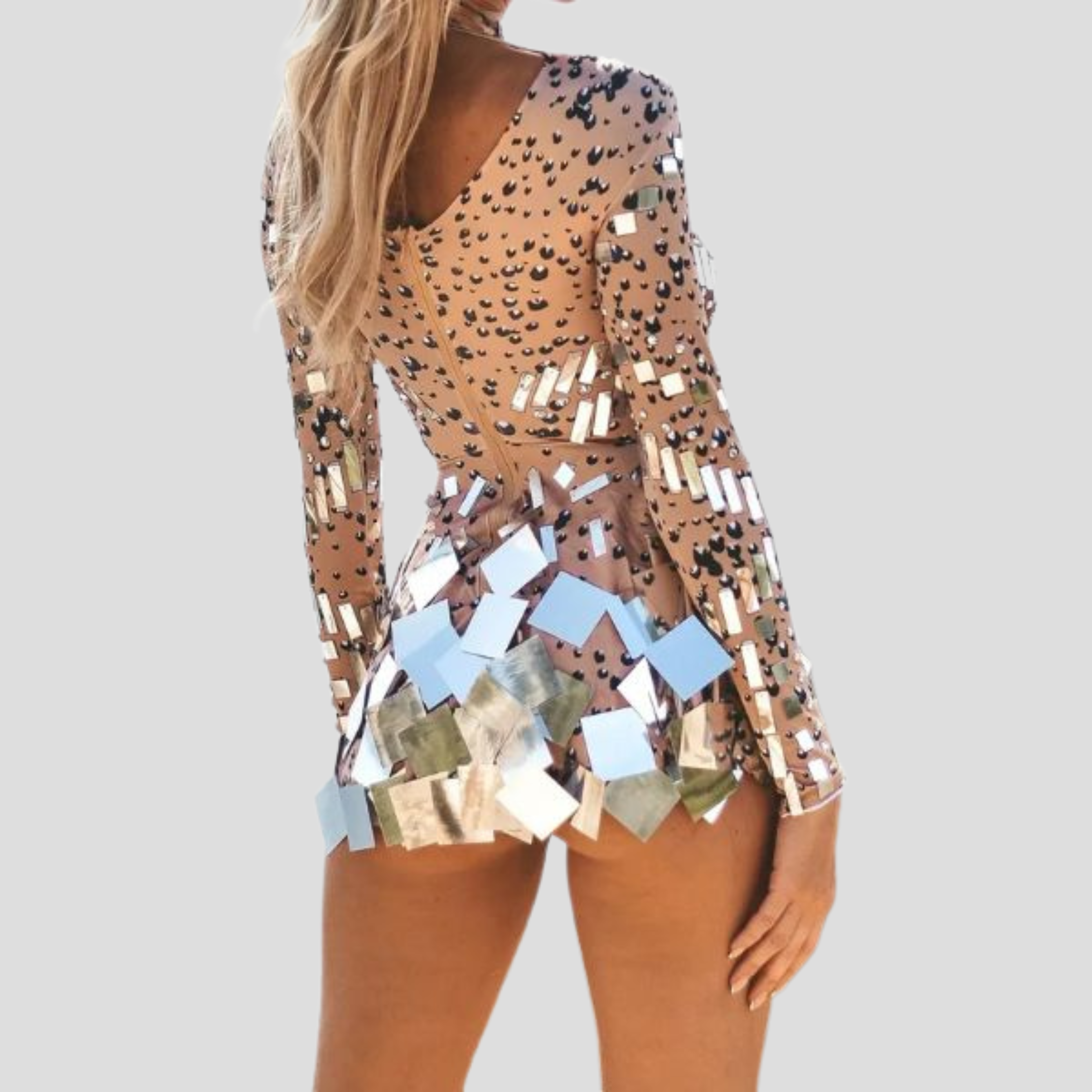 Women Sequin Dress | Long Sleeve Silhouette & Fitted Evening Profile for Occasion Wear