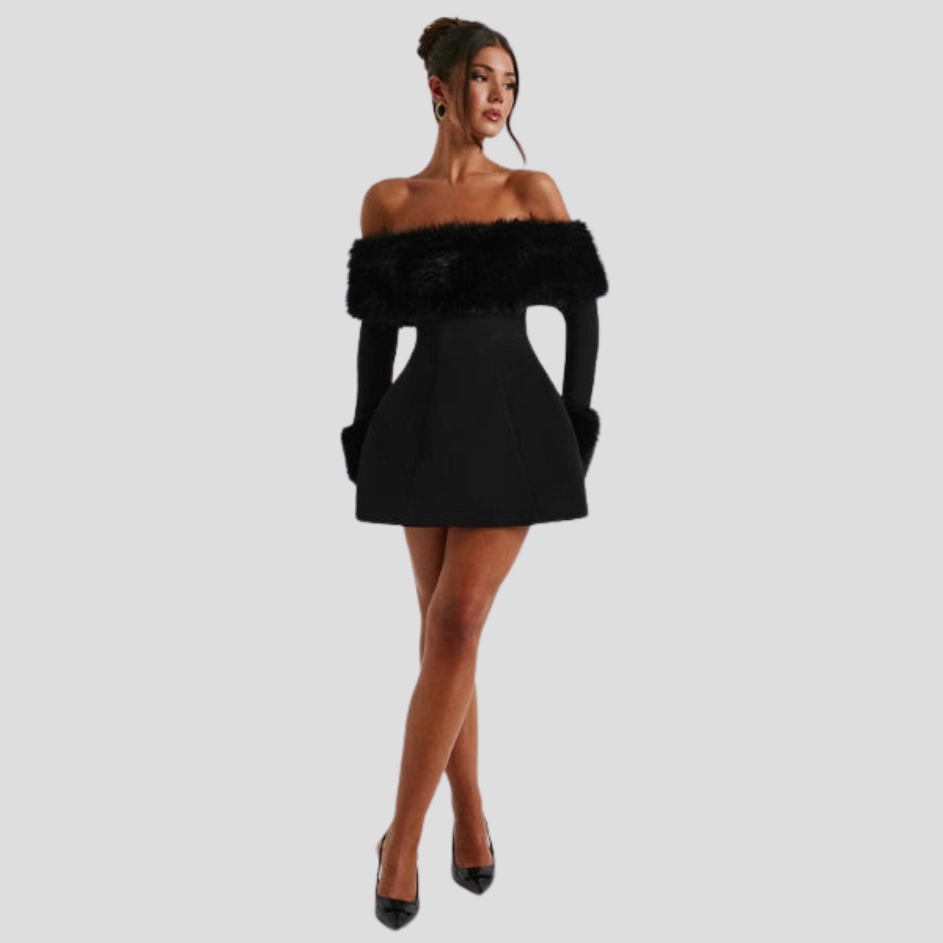 Women Mini Dress | Off-Shoulder Neckline & Defined Trim Silhouette for Evening Wear