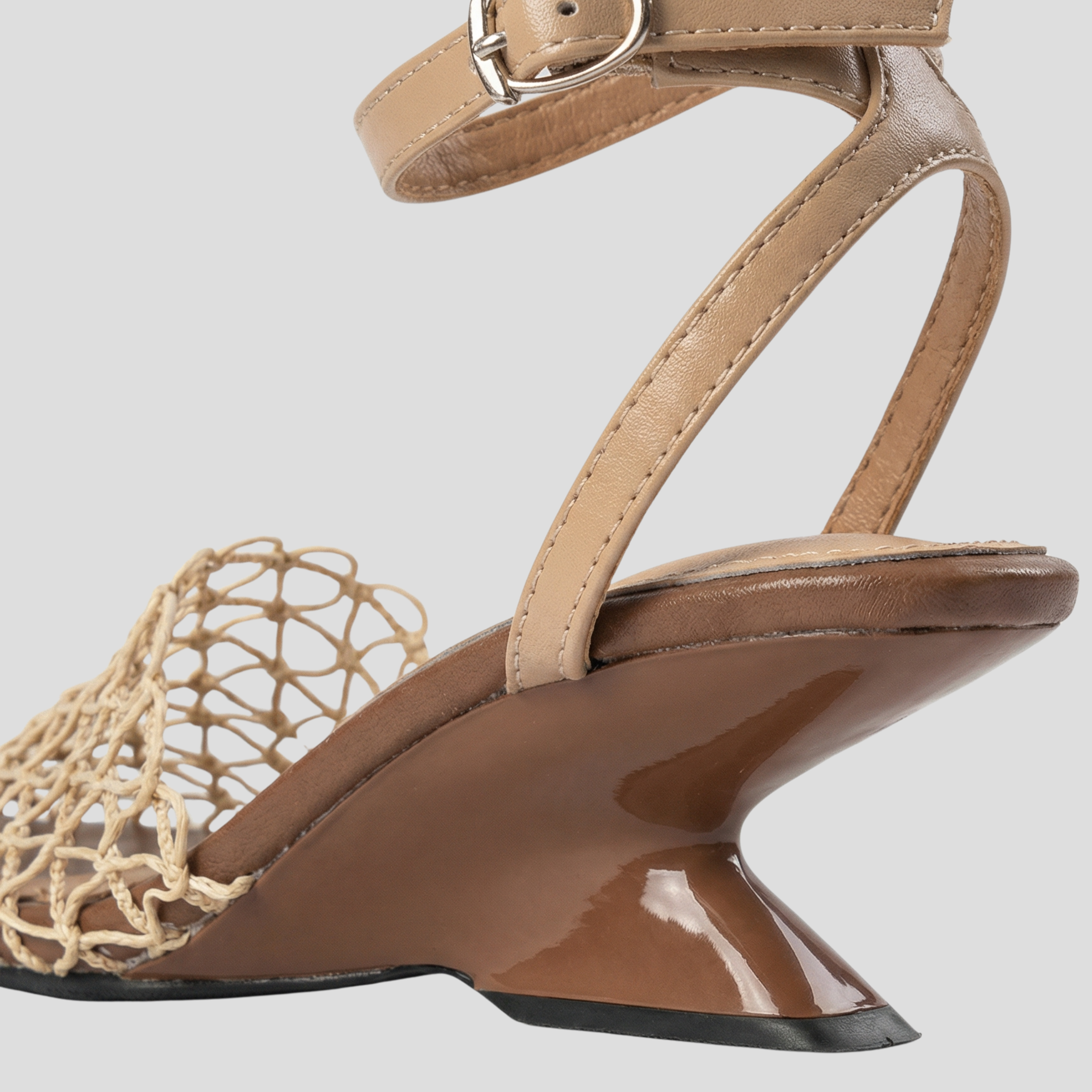 Women Heeled Sandals | Square Toe Frame & Net-Detail Upper Design for Summer Wear
