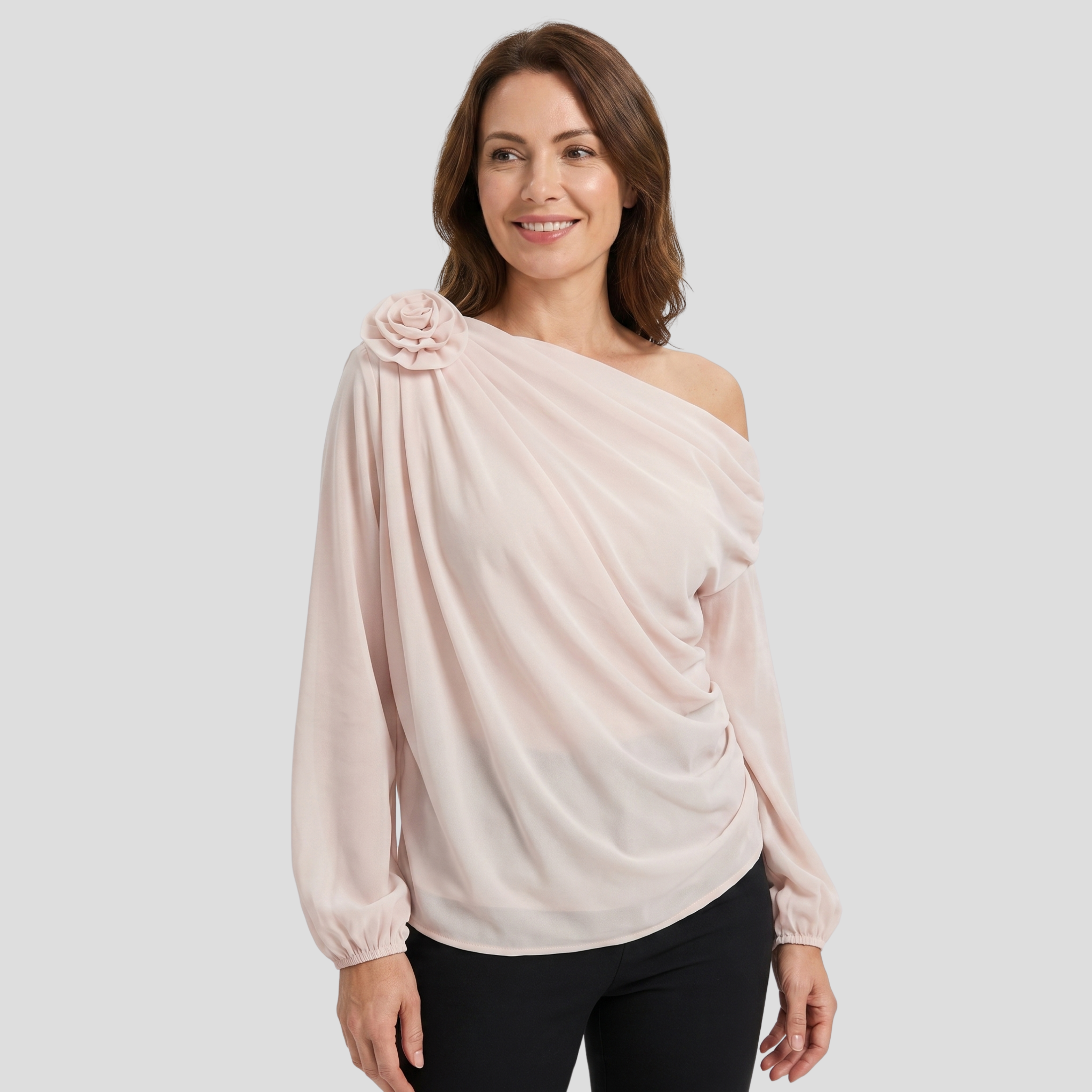 Women One-Shoulder Blouse | Draped Neckline Form & Asymmetric Line Alignment for Occasion Wear