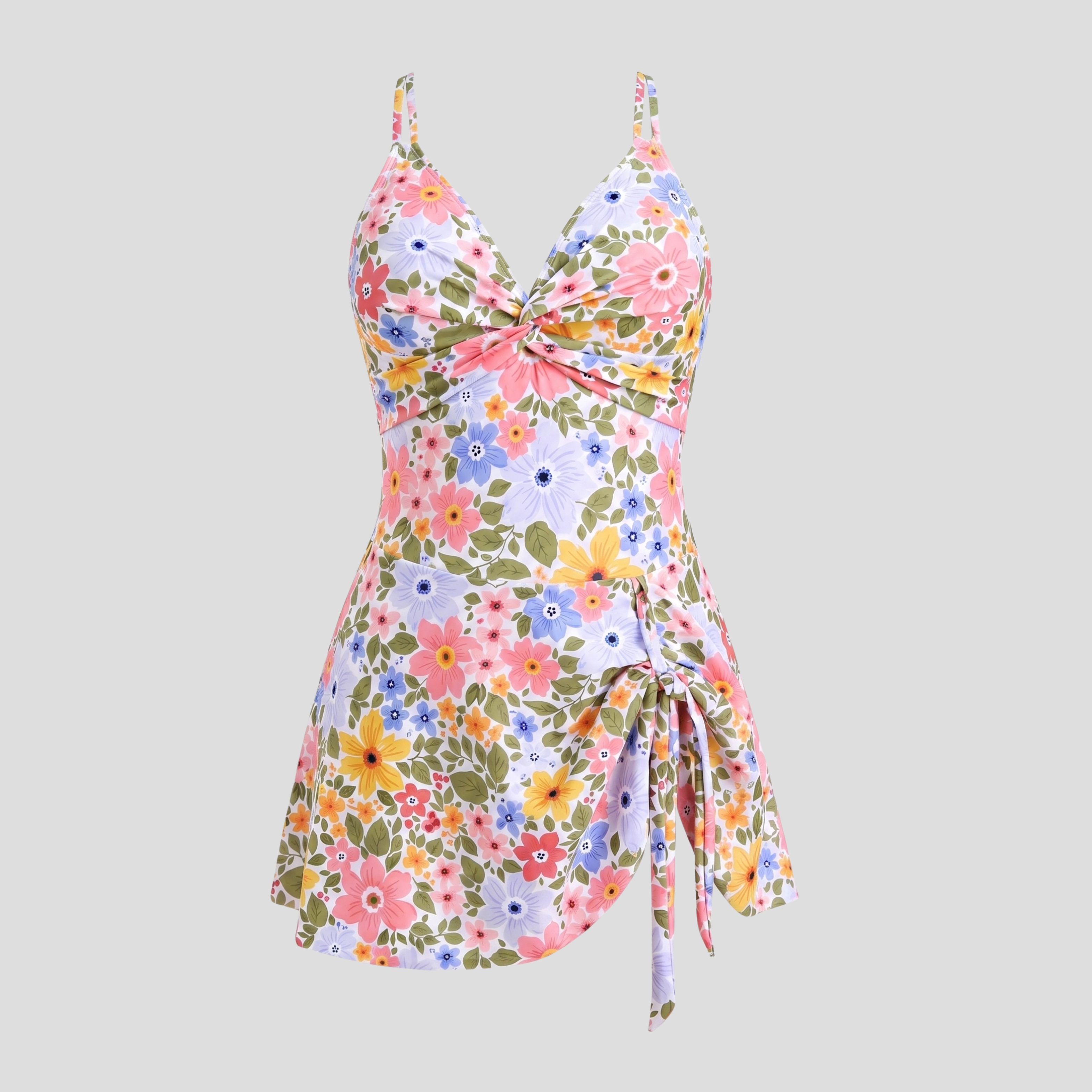 Women One-Piece Swimsuit | Twist-Front Form & Skirted Overlay Alignment for Swimwear