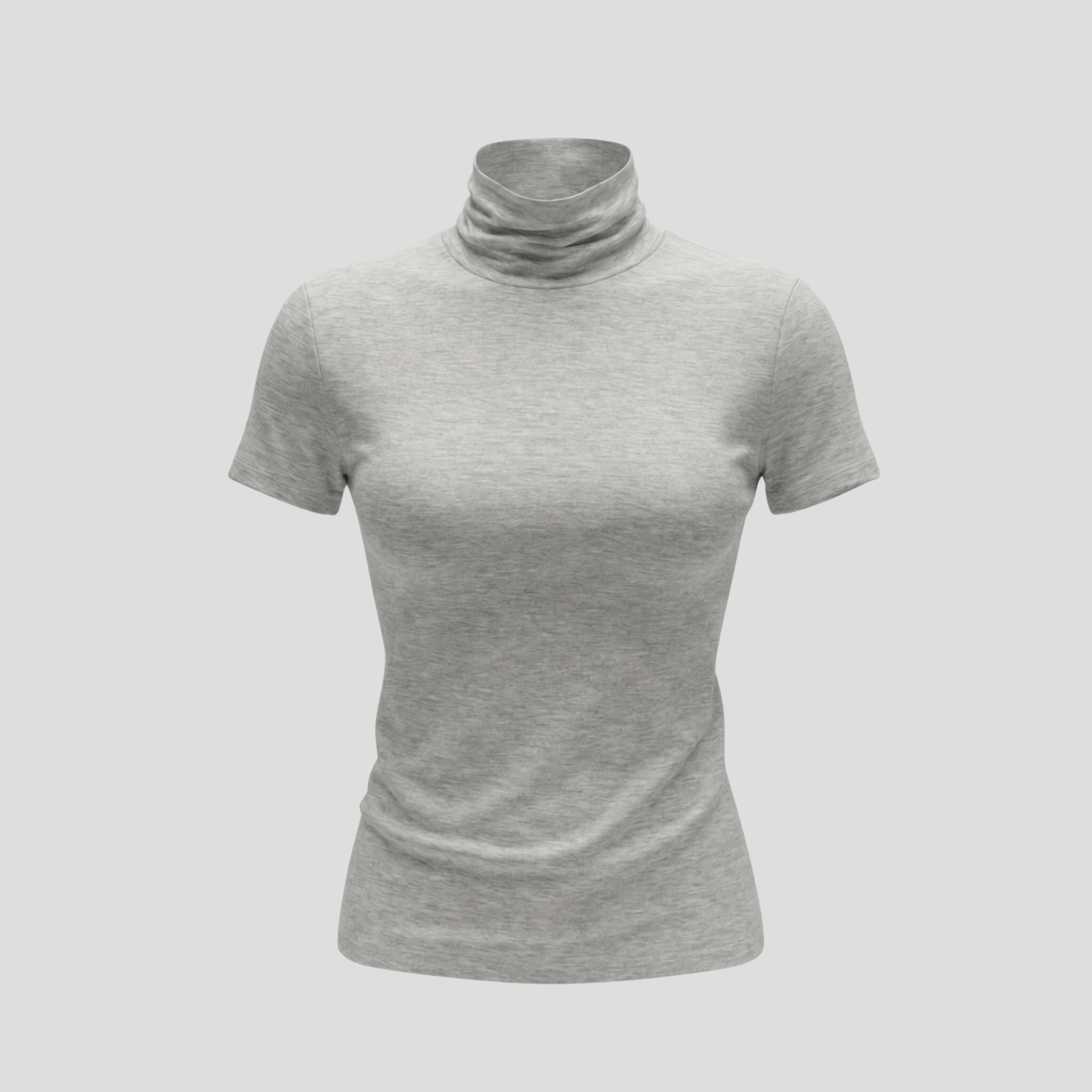 Women Mock Neck Tee | Short-Sleeve Form & Contoured Line Alignment for Daily Wear