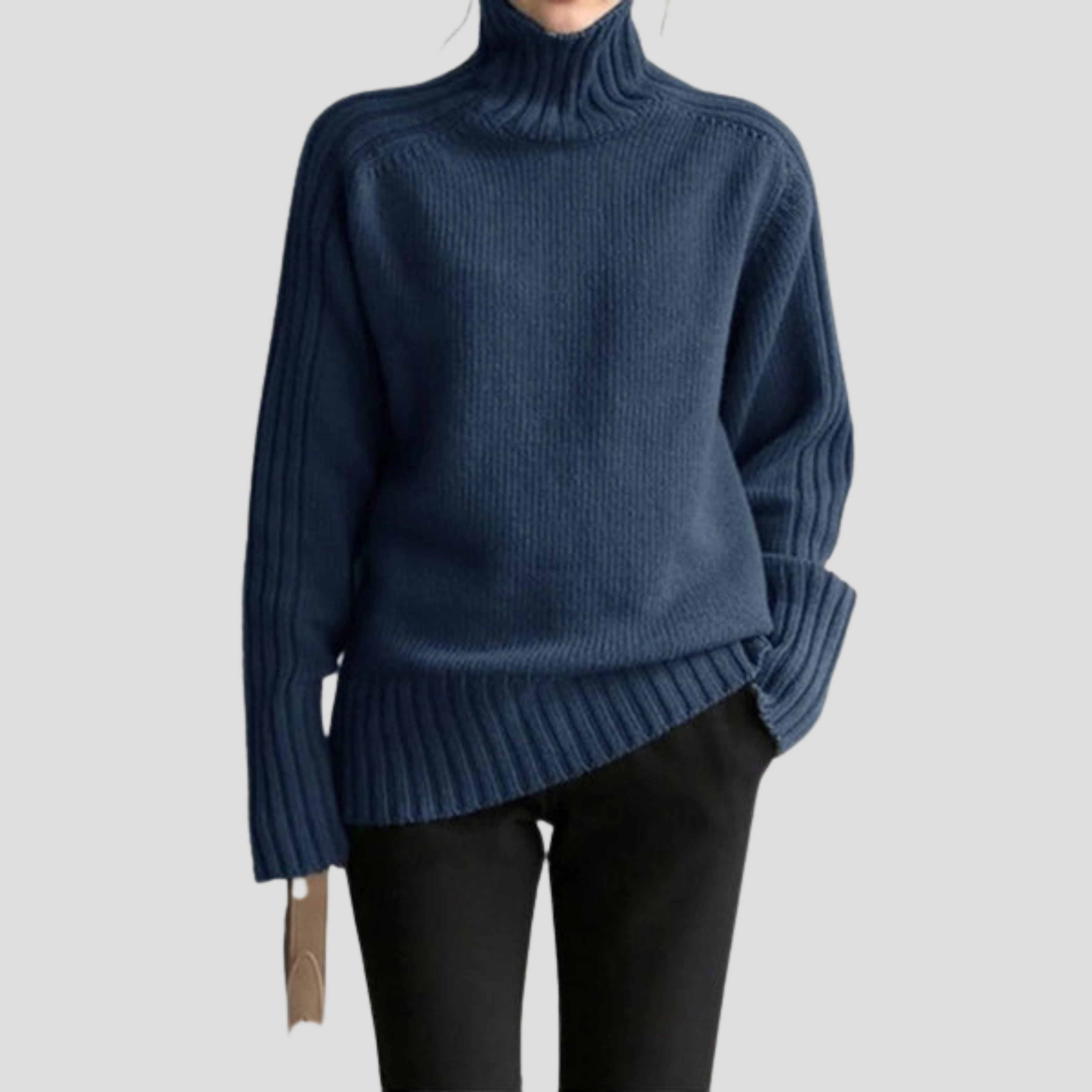 Women Sweater | Ribbed High Neck Design & Relaxed Silhouette for Daily Wear