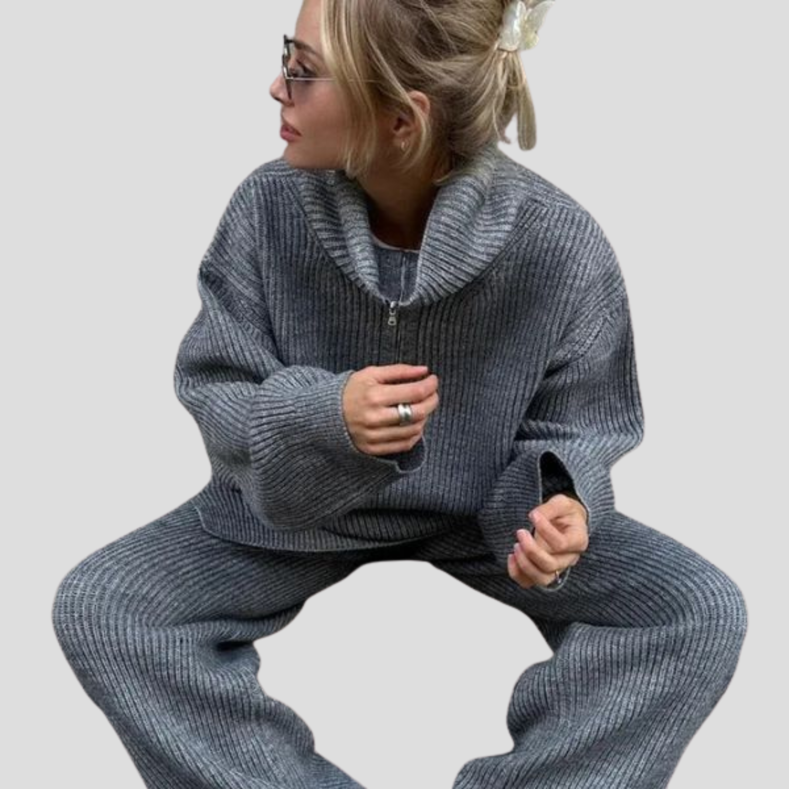 Women Lounge Set | Ribbed Surface Definition & Coordinated Lower Alignment for Daily Wear