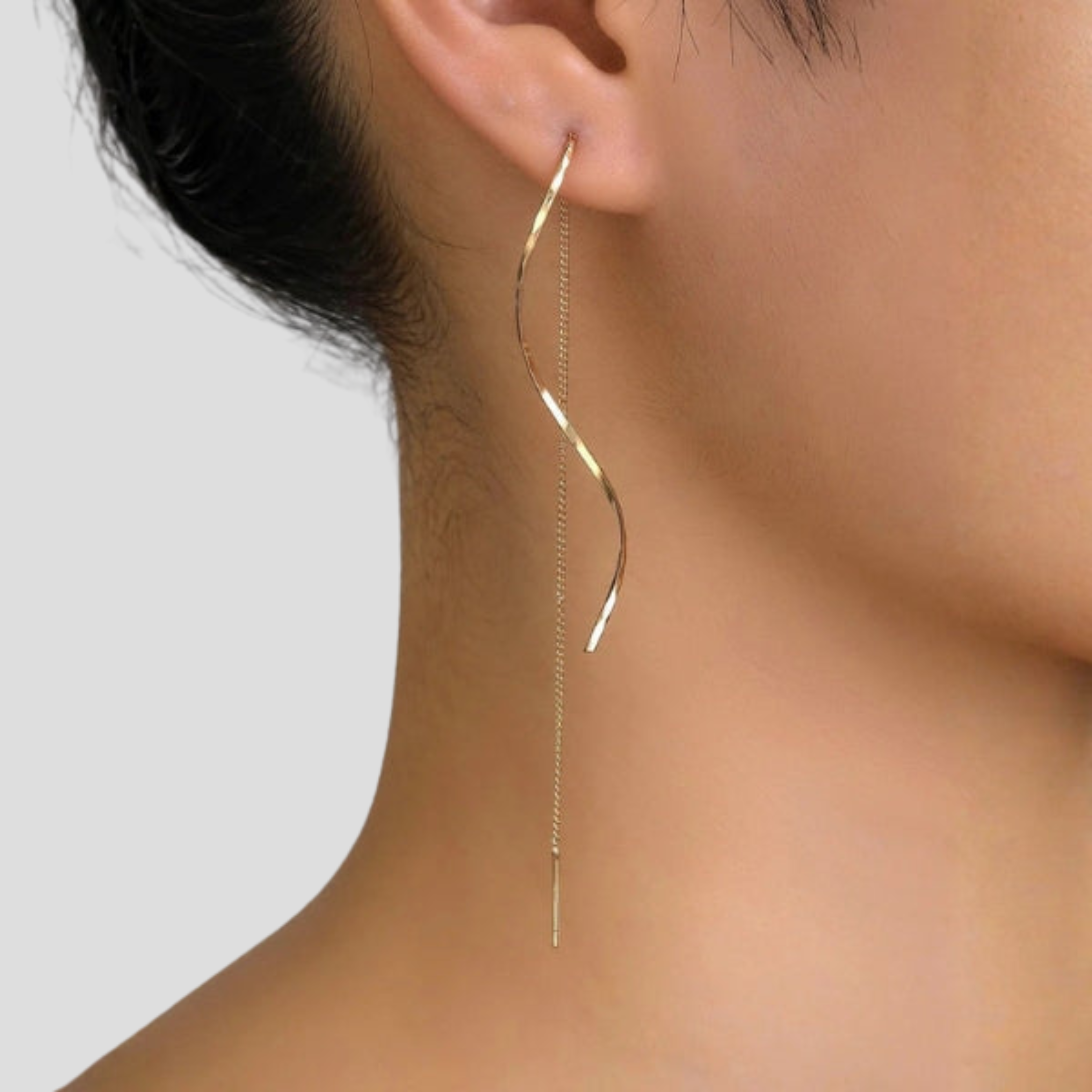 Women Drop Earrings | Threader Chain Form Sculpted Wave Bar Detail For Daily & Evening Styling
