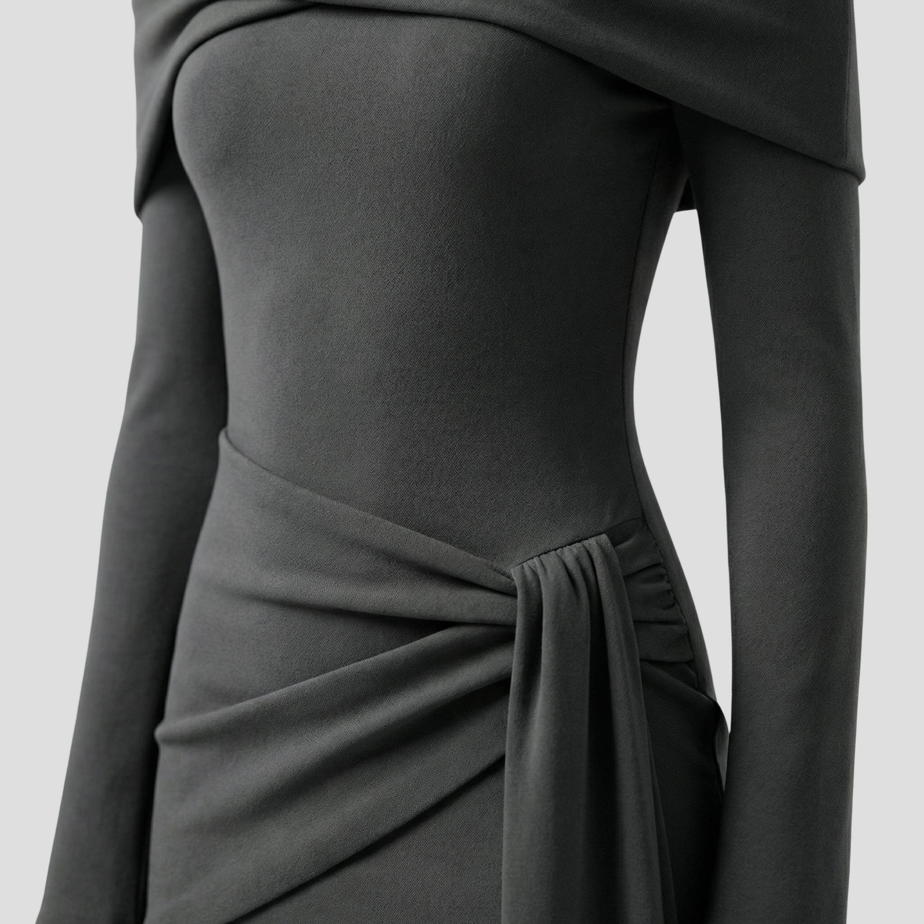 Women Mini Dress | Off-Shoulder Drape & Side-Tie Silhouette for Evening Wear