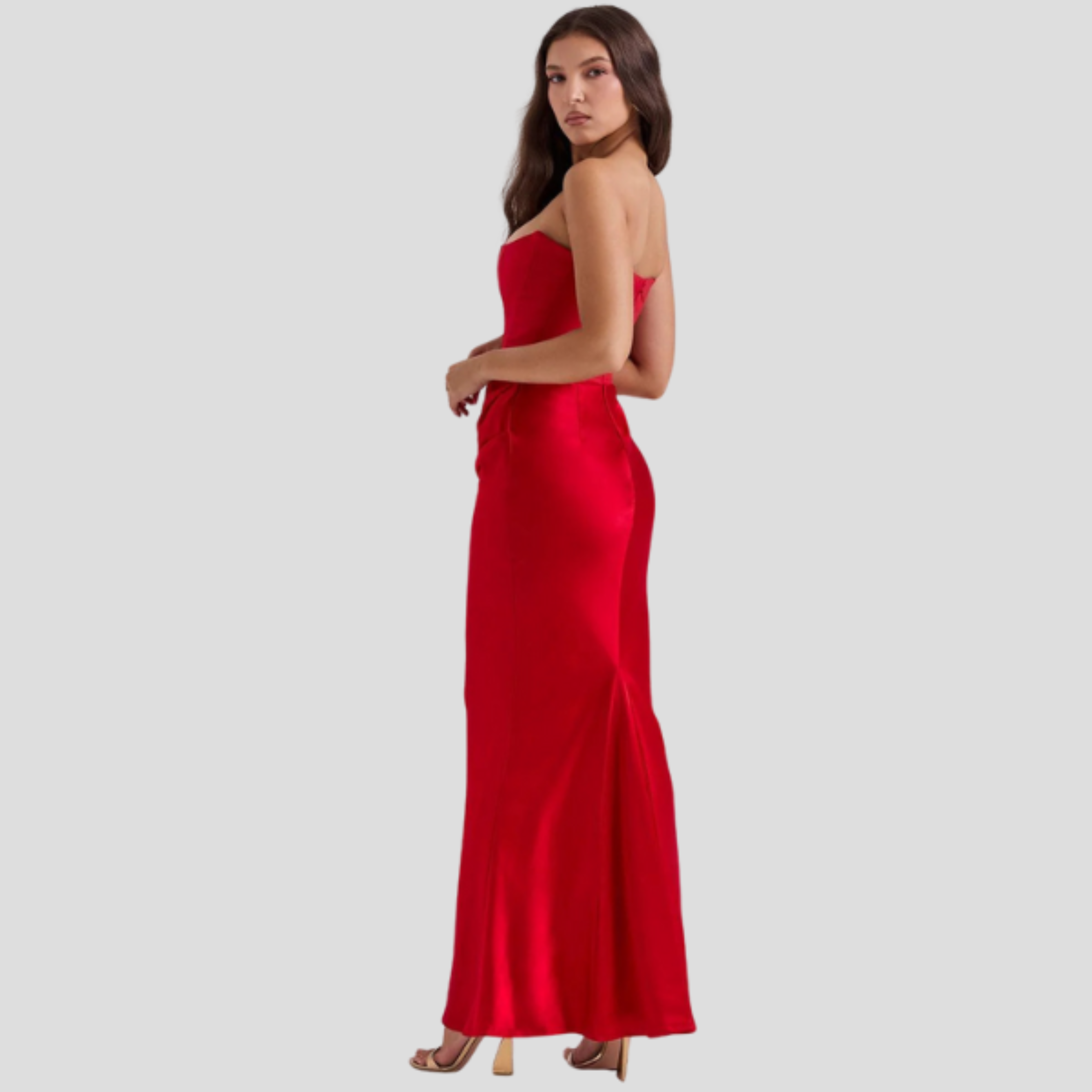 Women Maxi Dress | Strapless Corset Bodice & Draped Waist Silhouette for Evening Wear