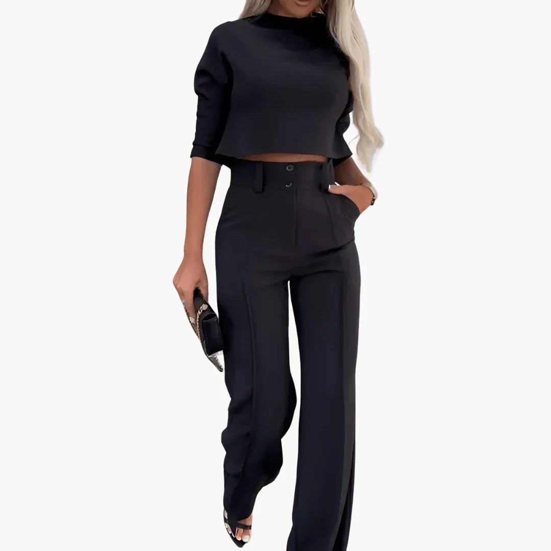 Woman's Crop Top Two-Piece Set | Casual & Versatile for Everyday and Leisure