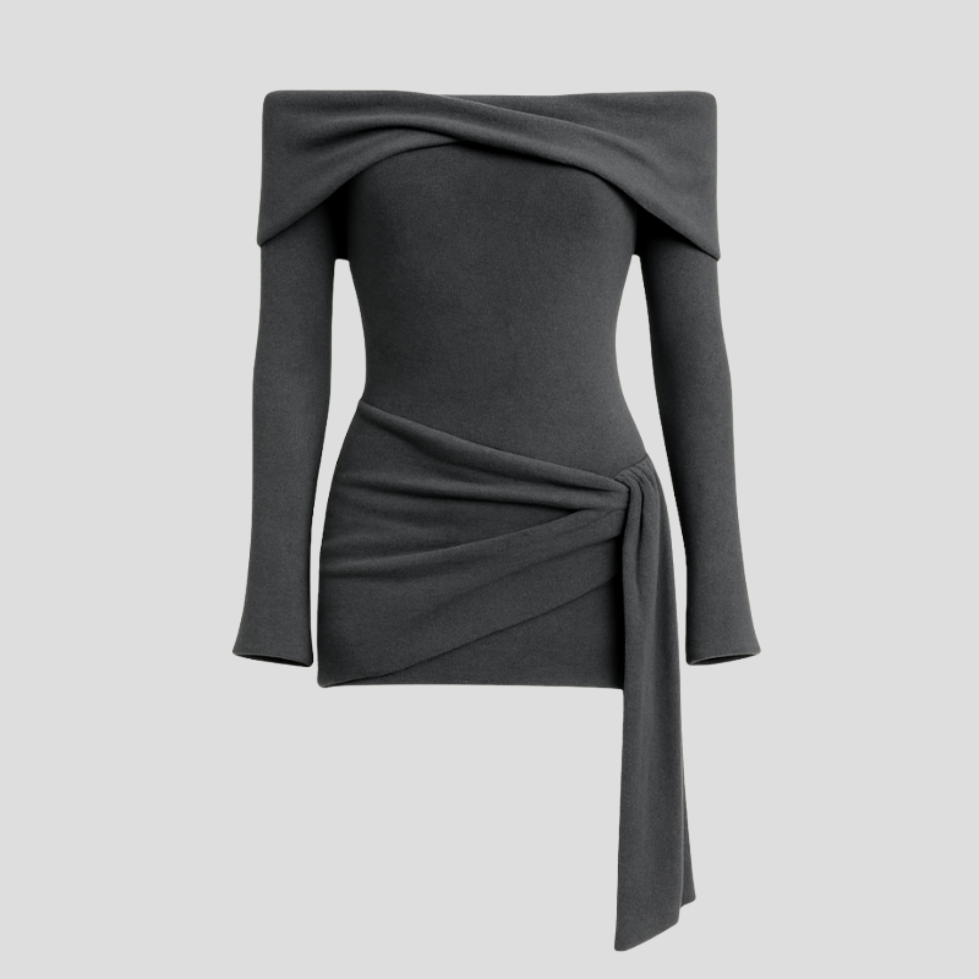 Women Mini Dress | Off-Shoulder Drape & Side-Tie Silhouette for Evening Wear