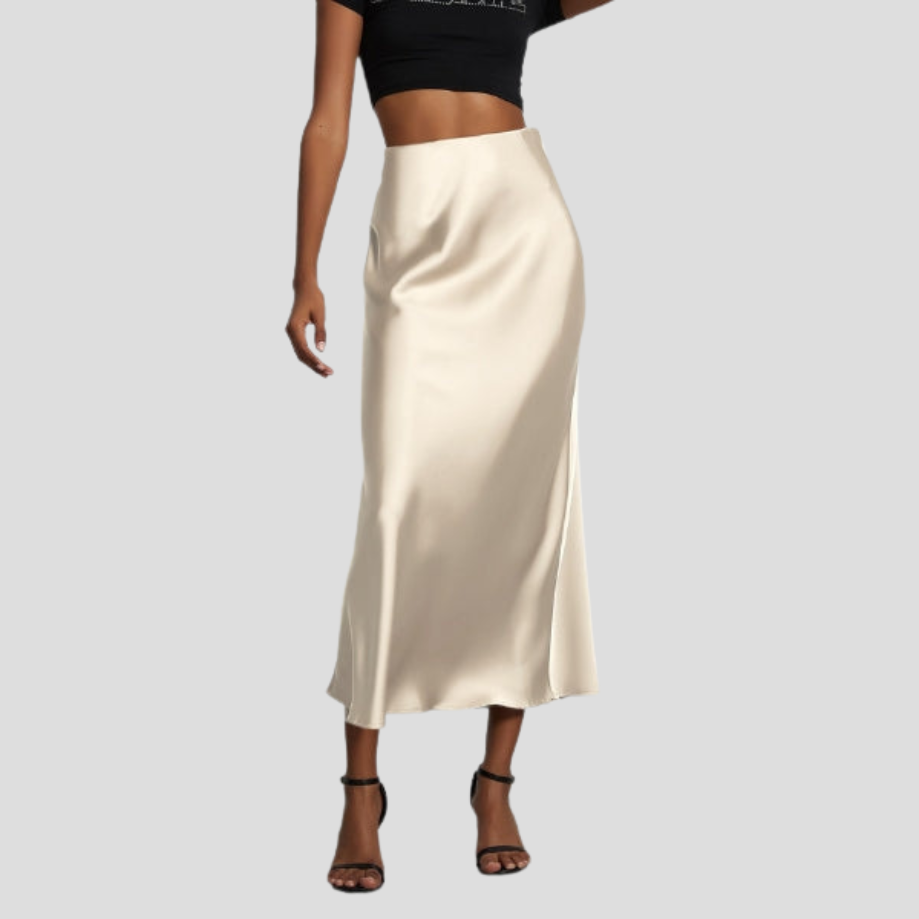 Women Midi Skirt | Slip Silhouette & High-Rise Waist Outline for Daily and Evening Wear