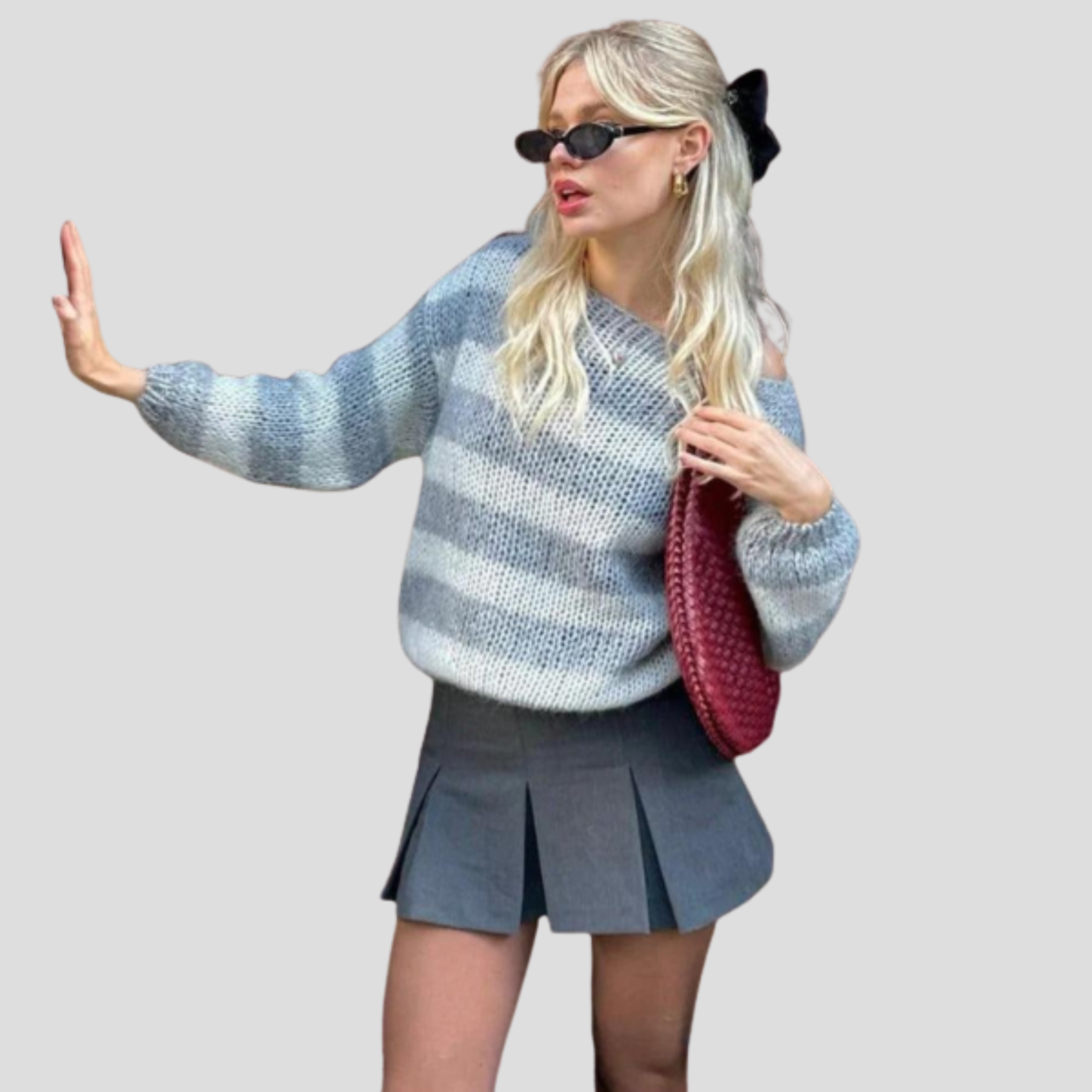 Women Sweater | Striped Surface Design & Straight Silhouette for Daily Wear