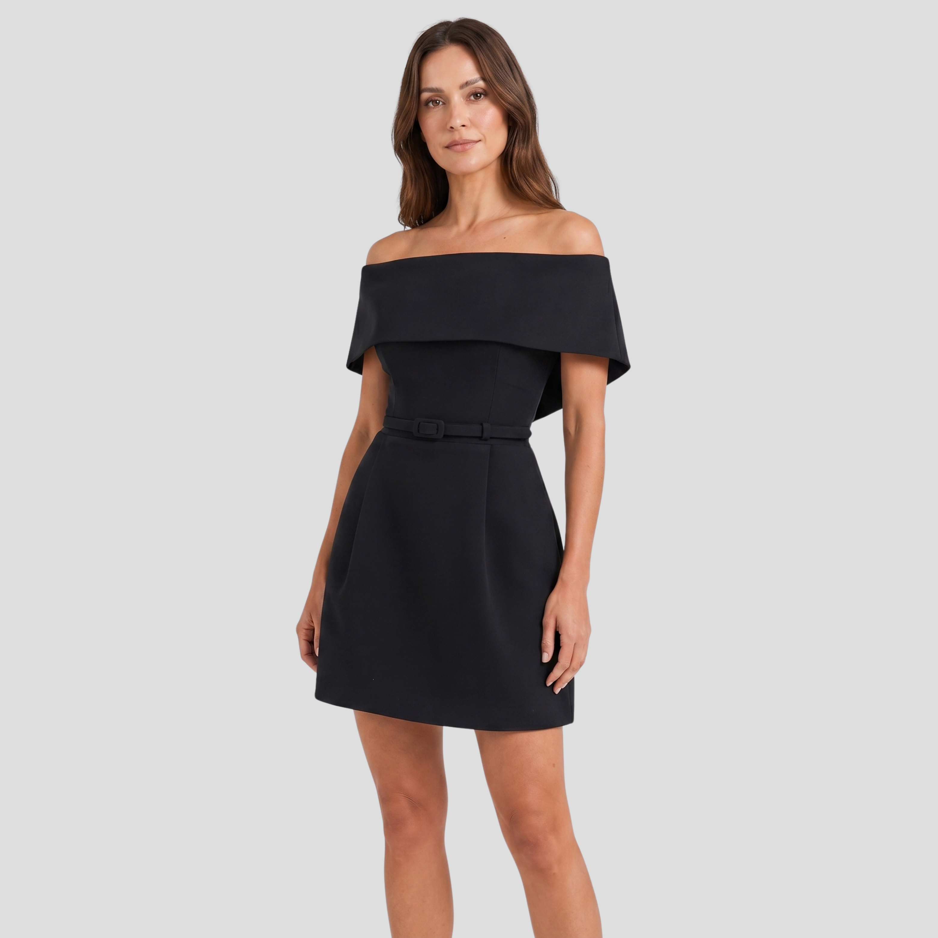Women Mini Dress | Off-Shoulder Neckline Form & Belted Waist Alignment for Occasion Wear