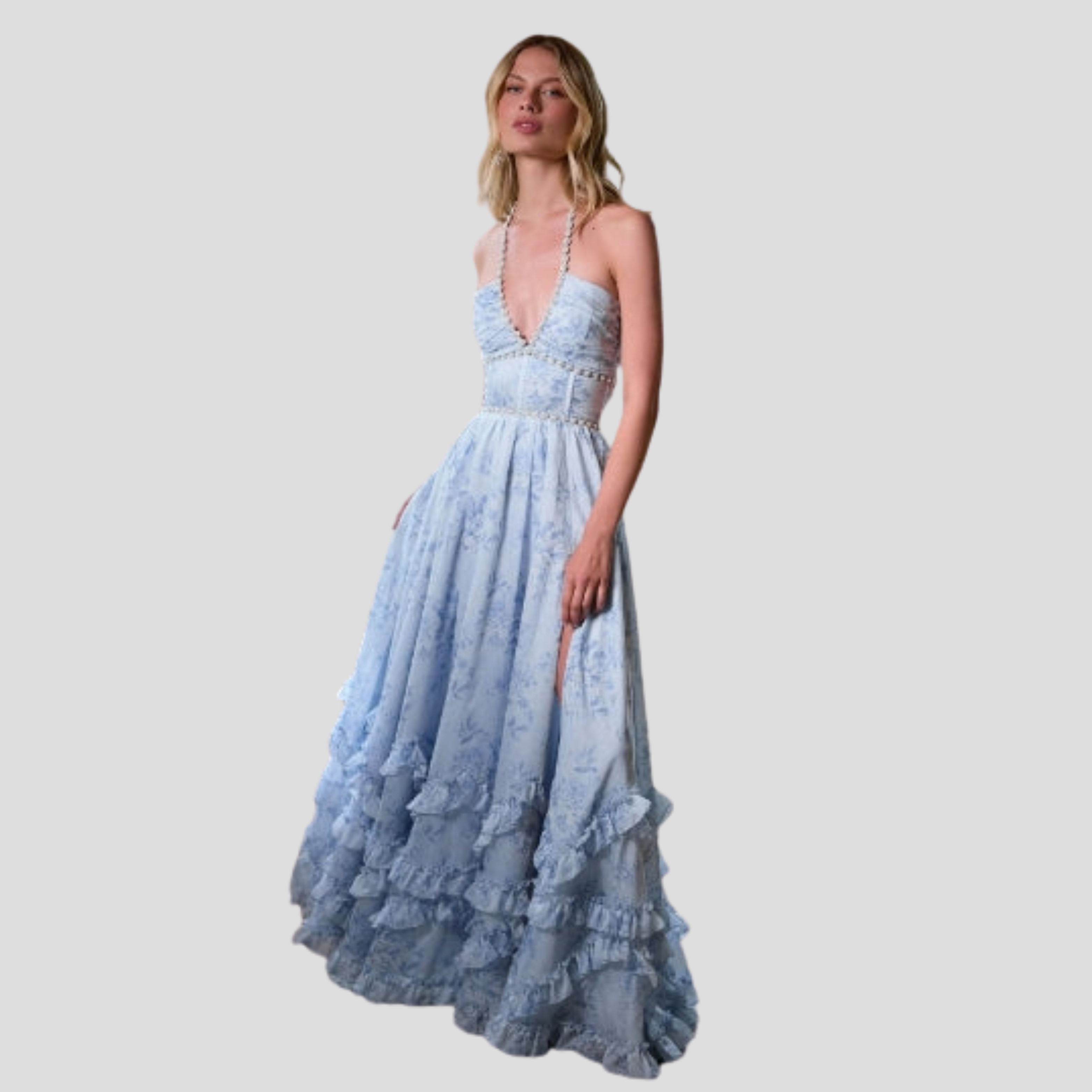 Women Maxi Dress | Corset Bodice Design & Ruffled Hem Silhouette for Evening Wear