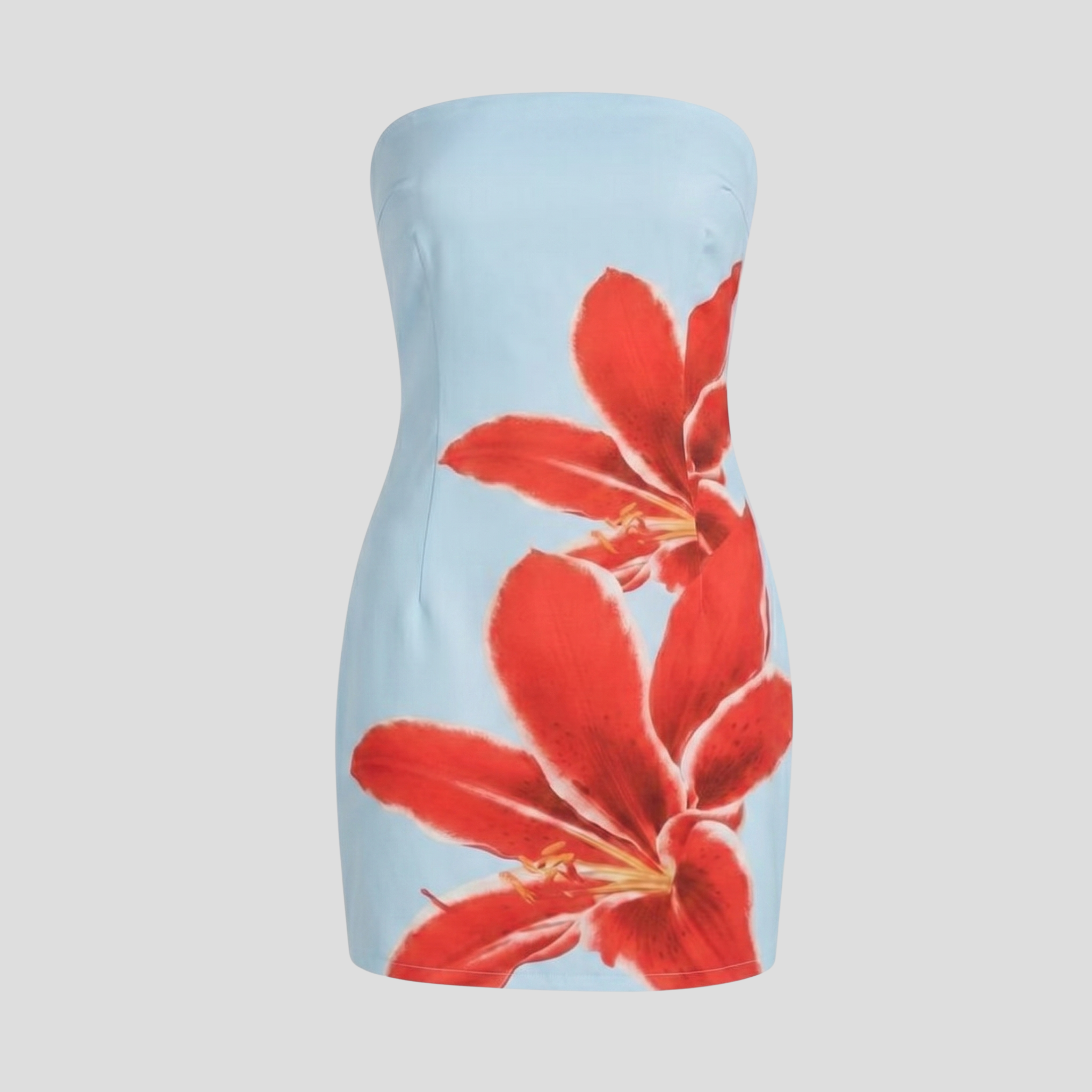 Women Mini Dress | Floral Pattern Form & Strapless Alignment for Occasion Wear