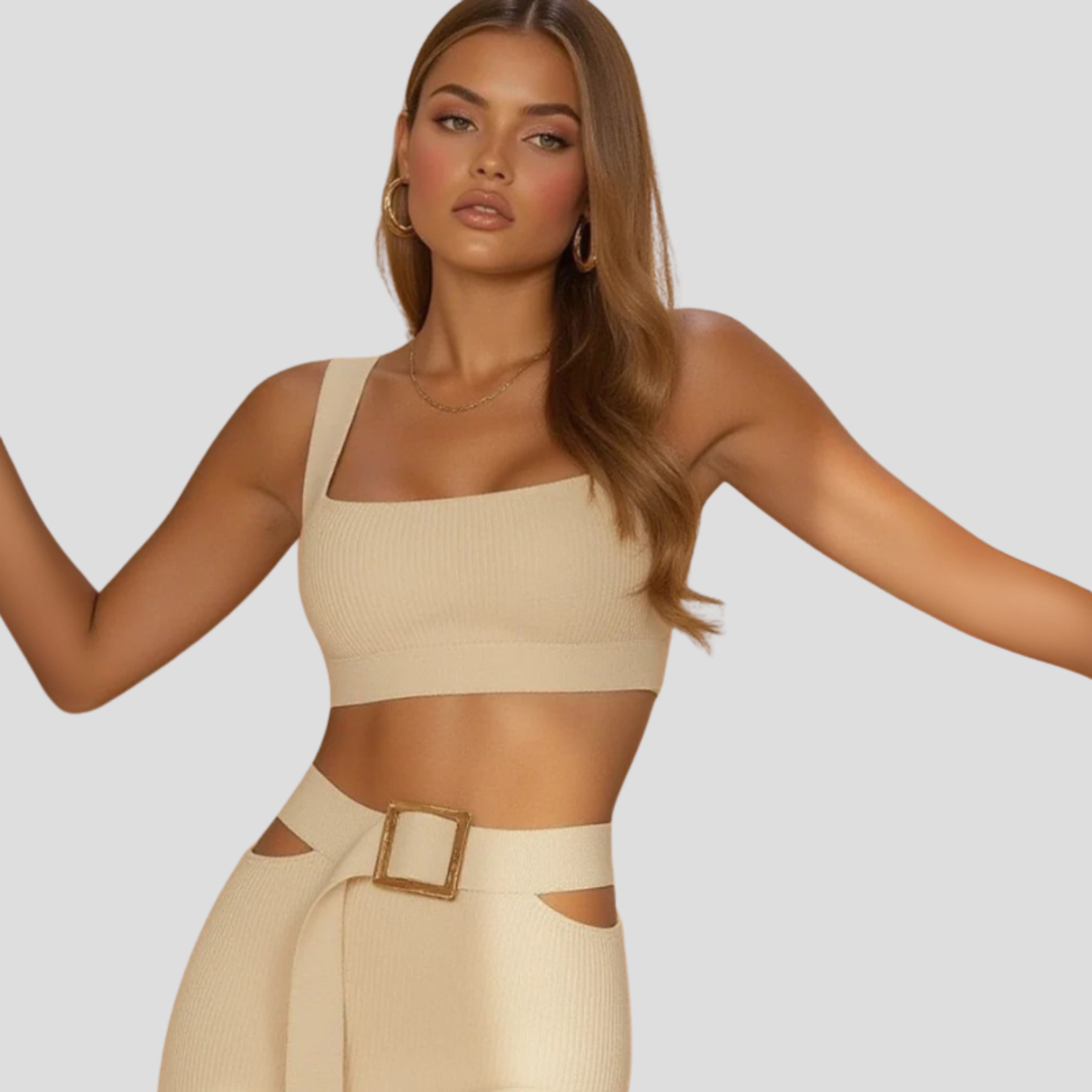 Women Two-Piece Set | Wide Strap Upper Form & High-Waist Skirt Alignment for Occasion Wear