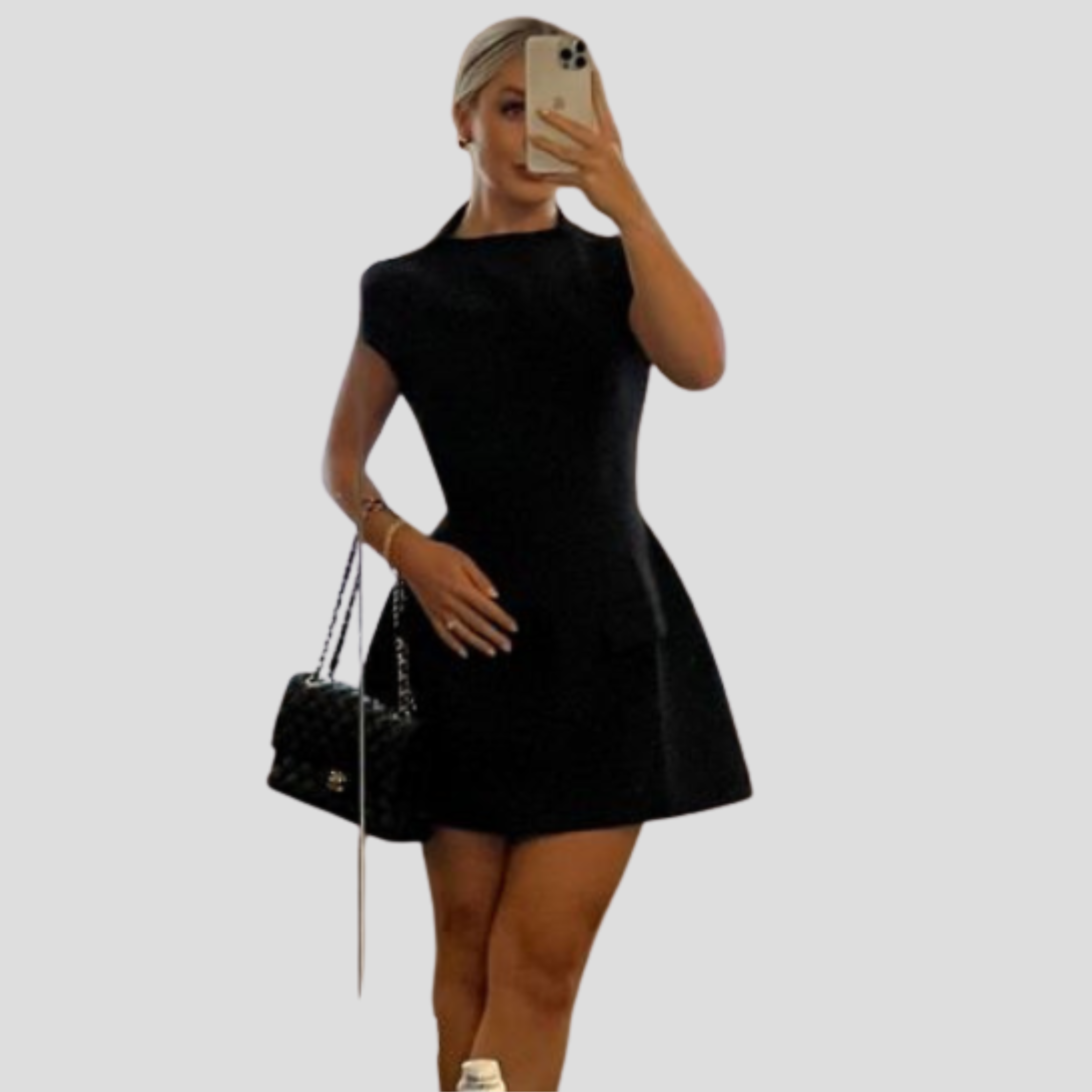 Women Mini Dress | Cap Sleeve Detail & Structured Pocket Flap Silhouette for Evening Wear