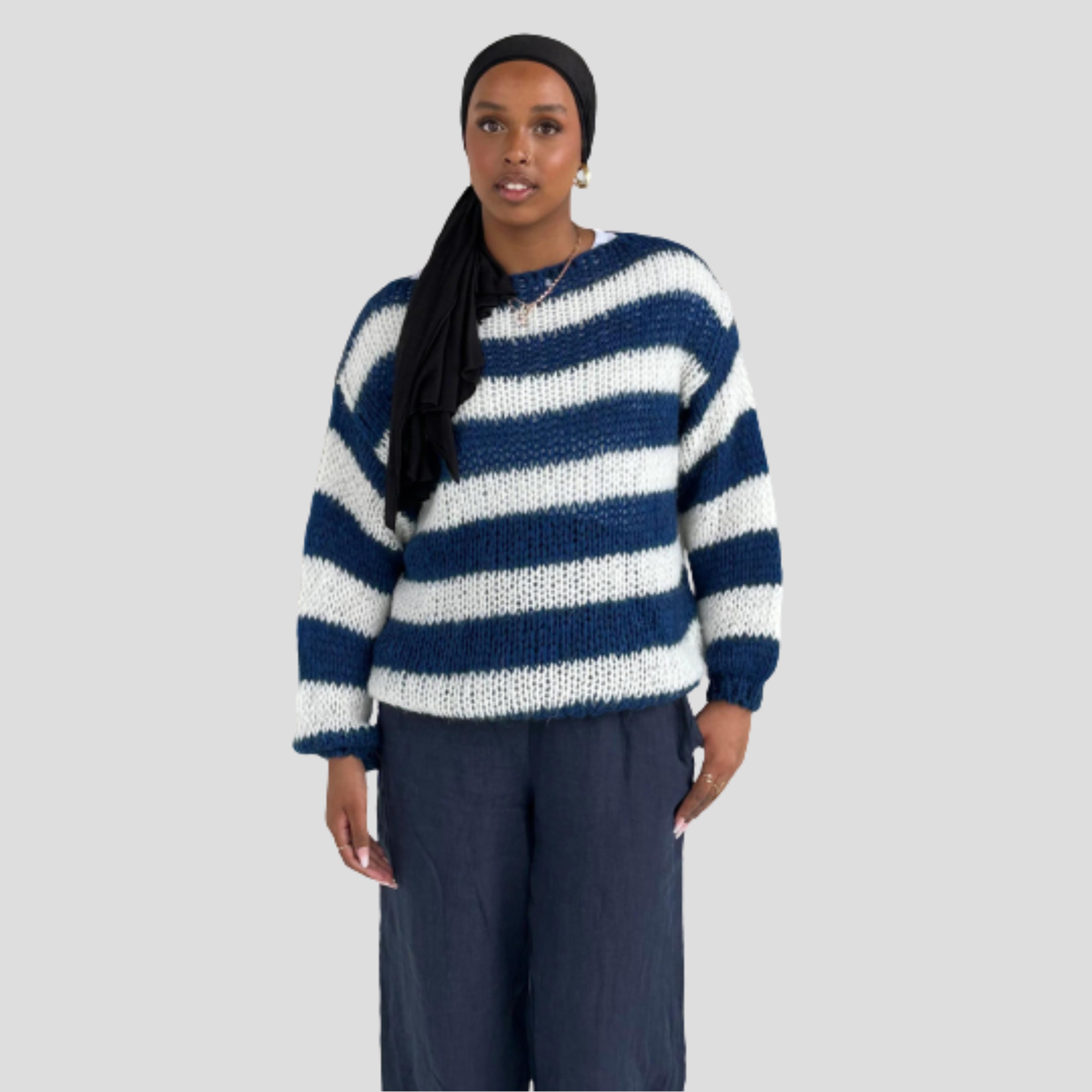 Women Sweater | Striped Surface Design & Straight Silhouette for Daily Wear