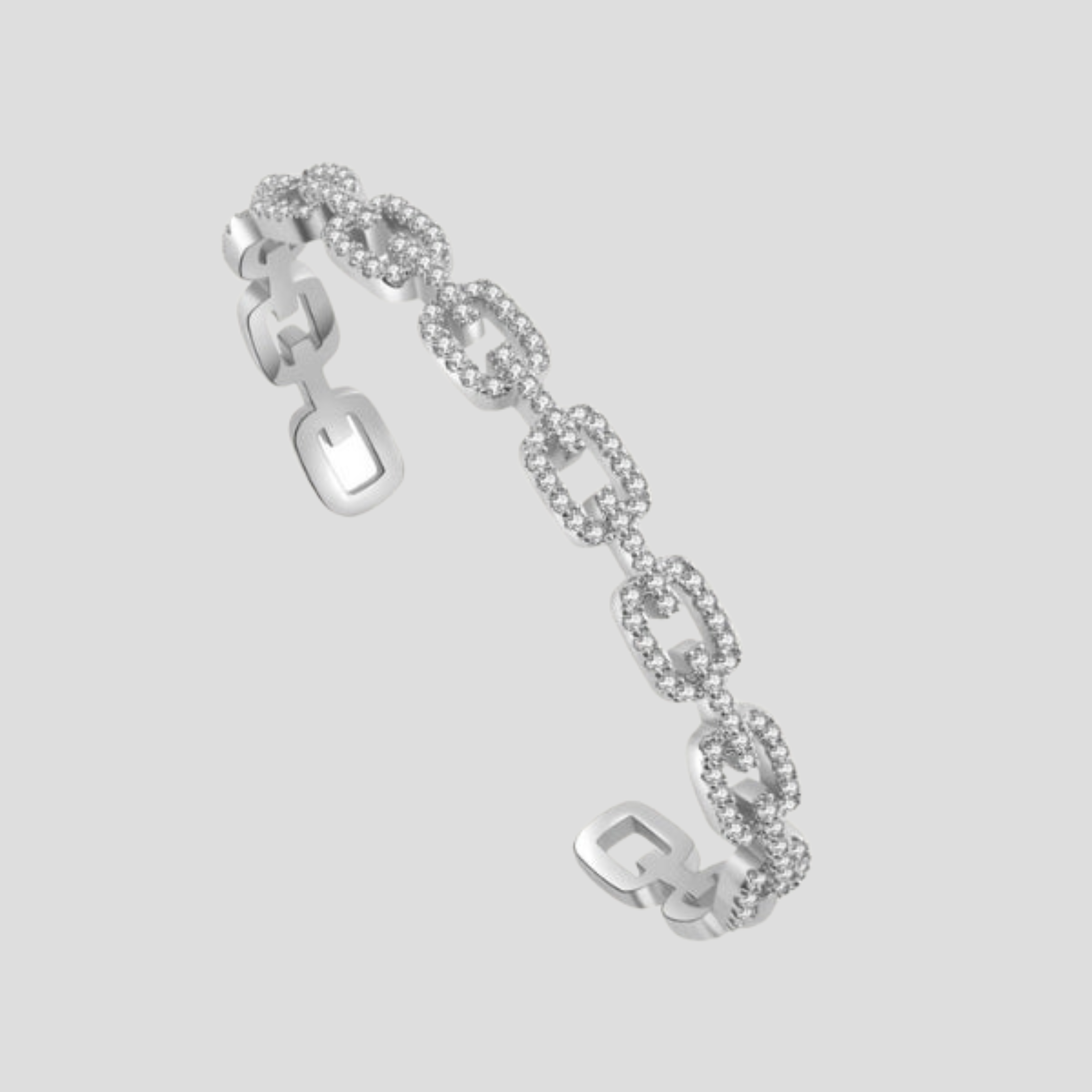 Women Link Bracelet | Oval Link Structure & Pavé Surface Pattern for Daily and Evening Styling