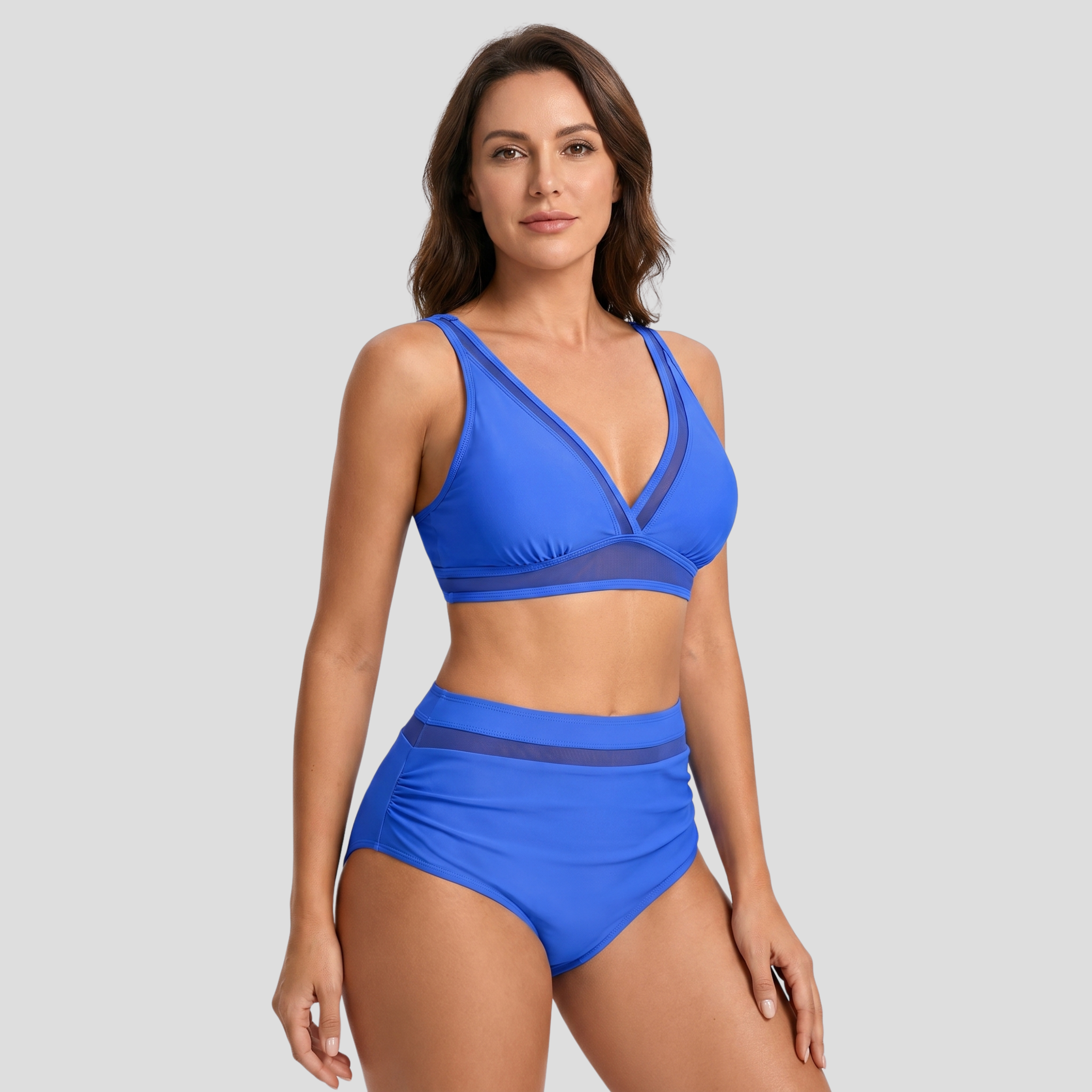 Women Bikini Set | Deep V Neckline Form & Mesh Panel Alignment for Swimwear