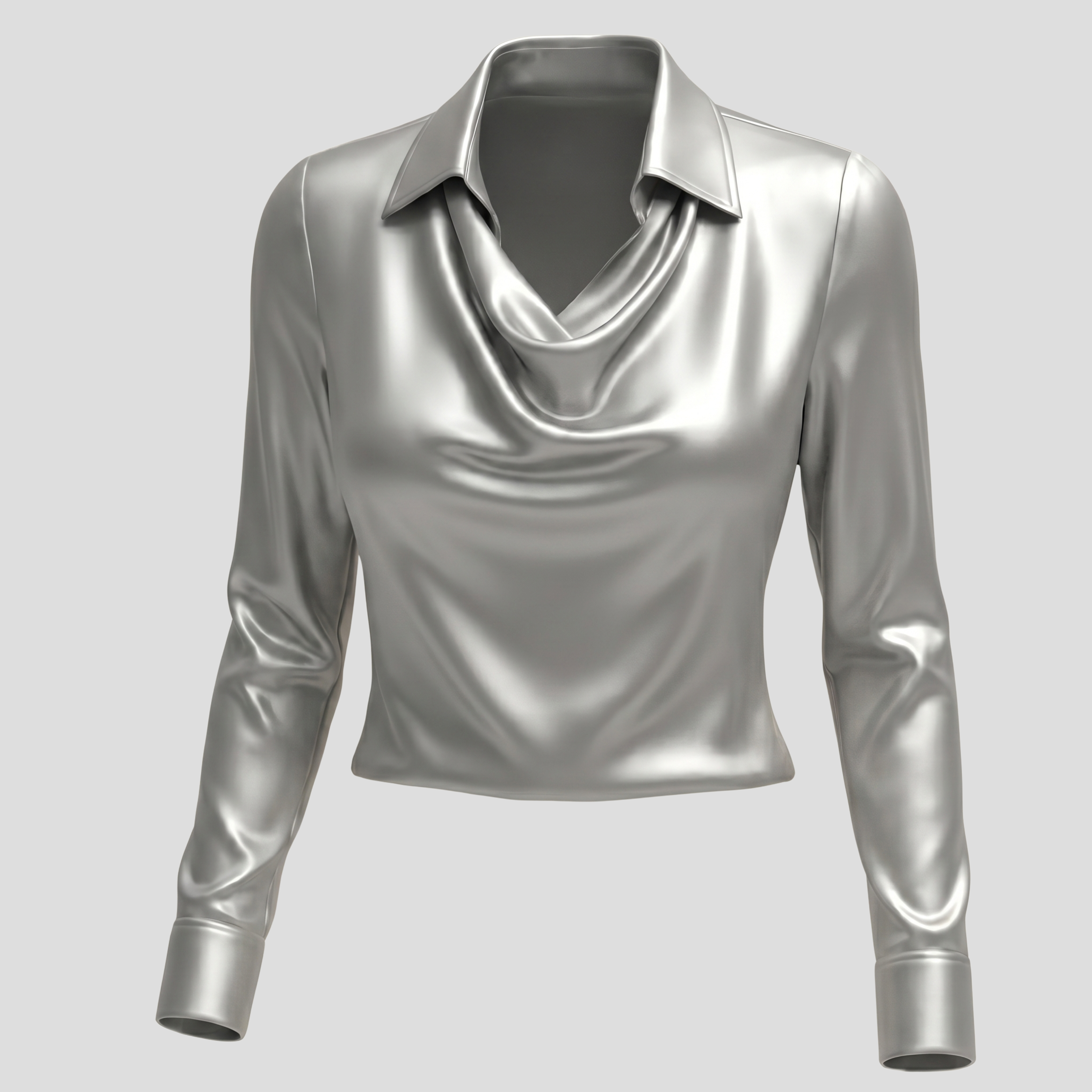 Women Long-Sleeve Blouse | Cowl Neckline Form & Pointed Collar Alignment for Daily Wear