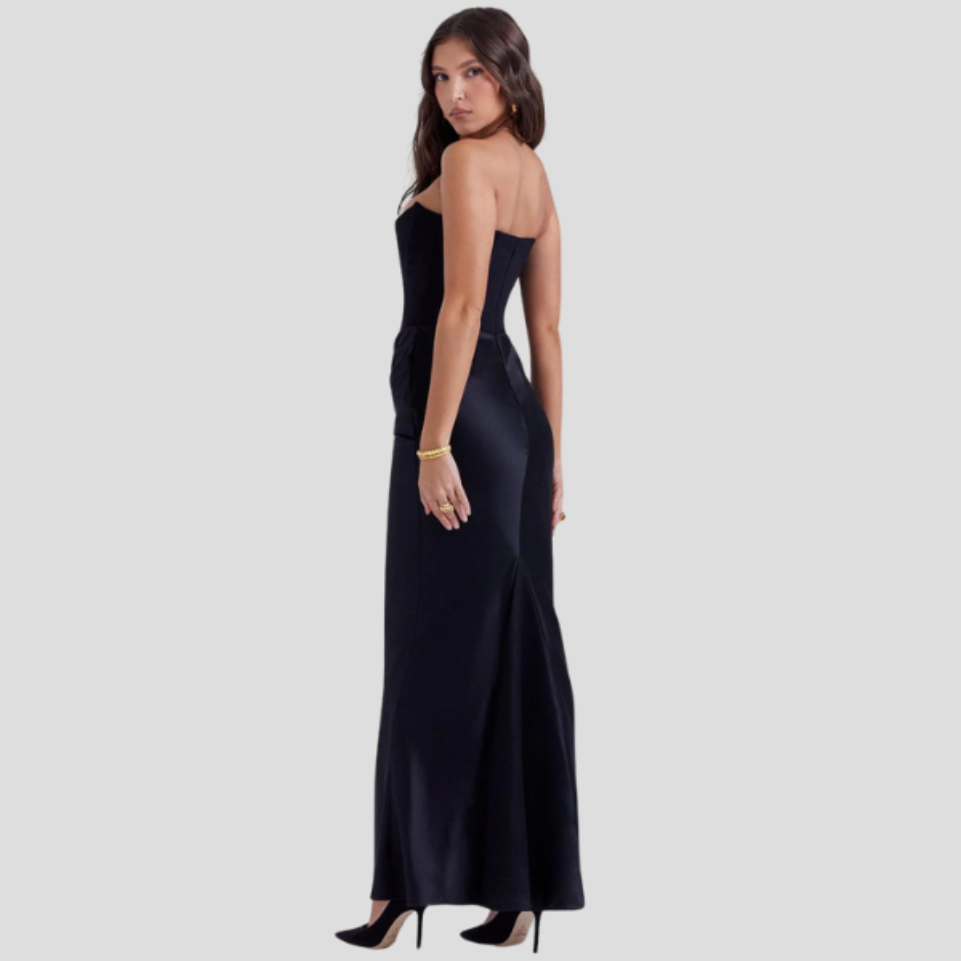 Women Maxi Dress | Strapless Corset Bodice & Draped Waist Silhouette for Evening Wear