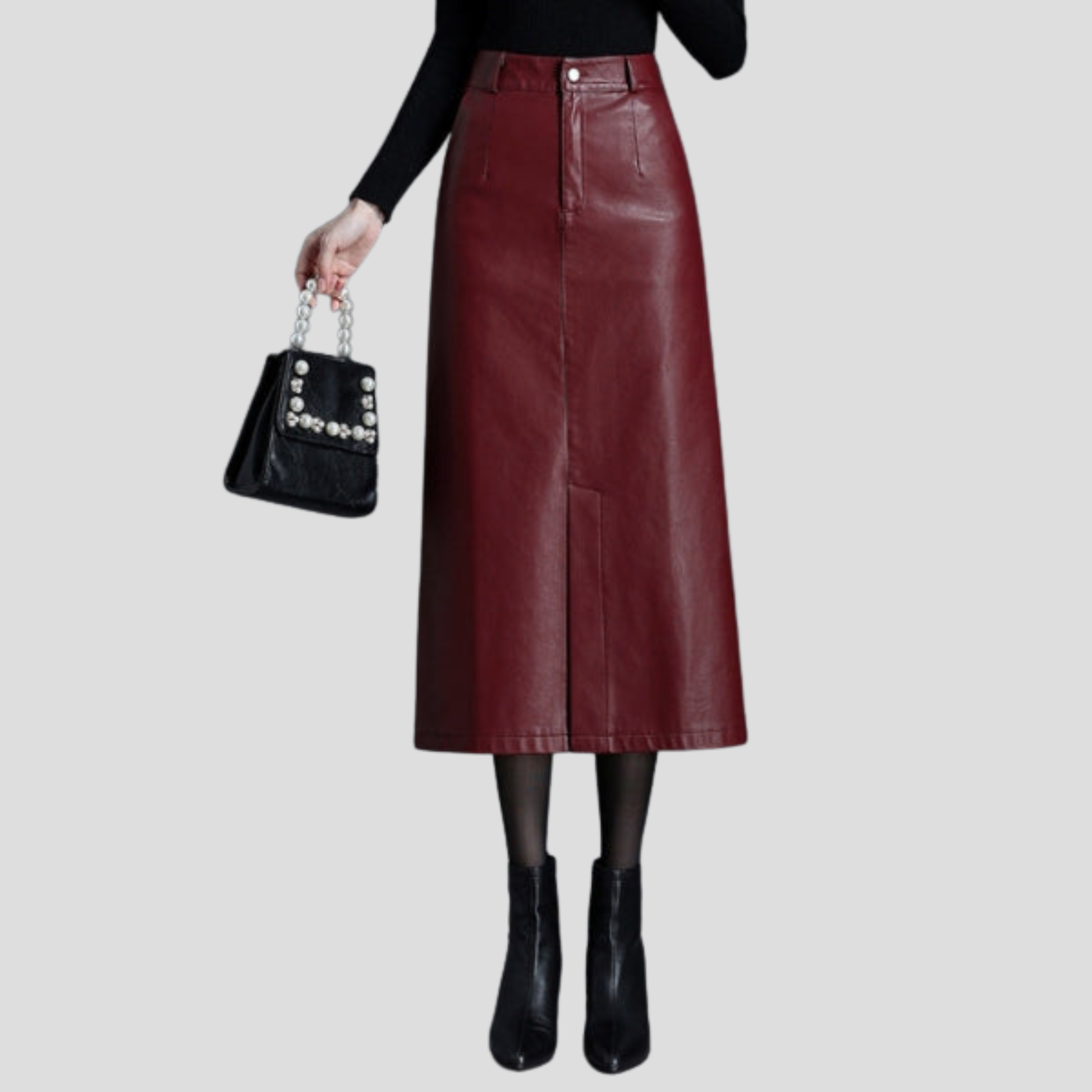 Women Midi Skirt | Structured Waistline & Front Seam Silhouette for Daily Wear