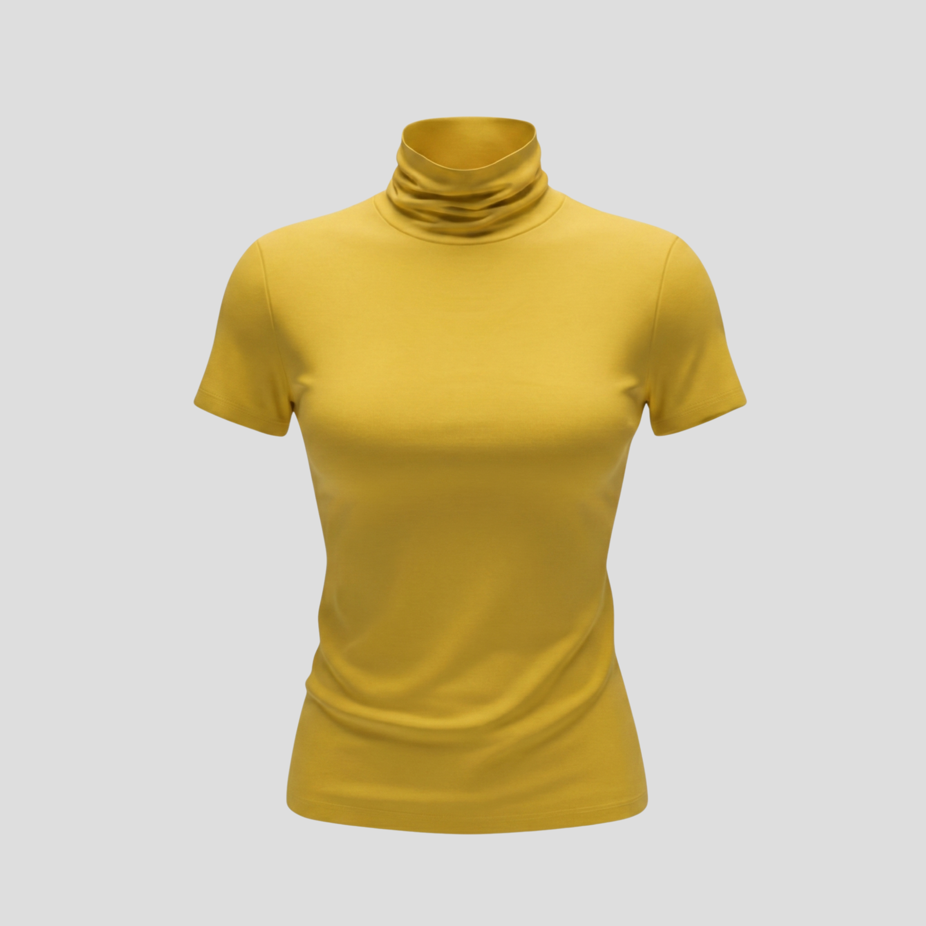 Women Mock Neck Tee | Short-Sleeve Form & Contoured Line Alignment for Daily Wear