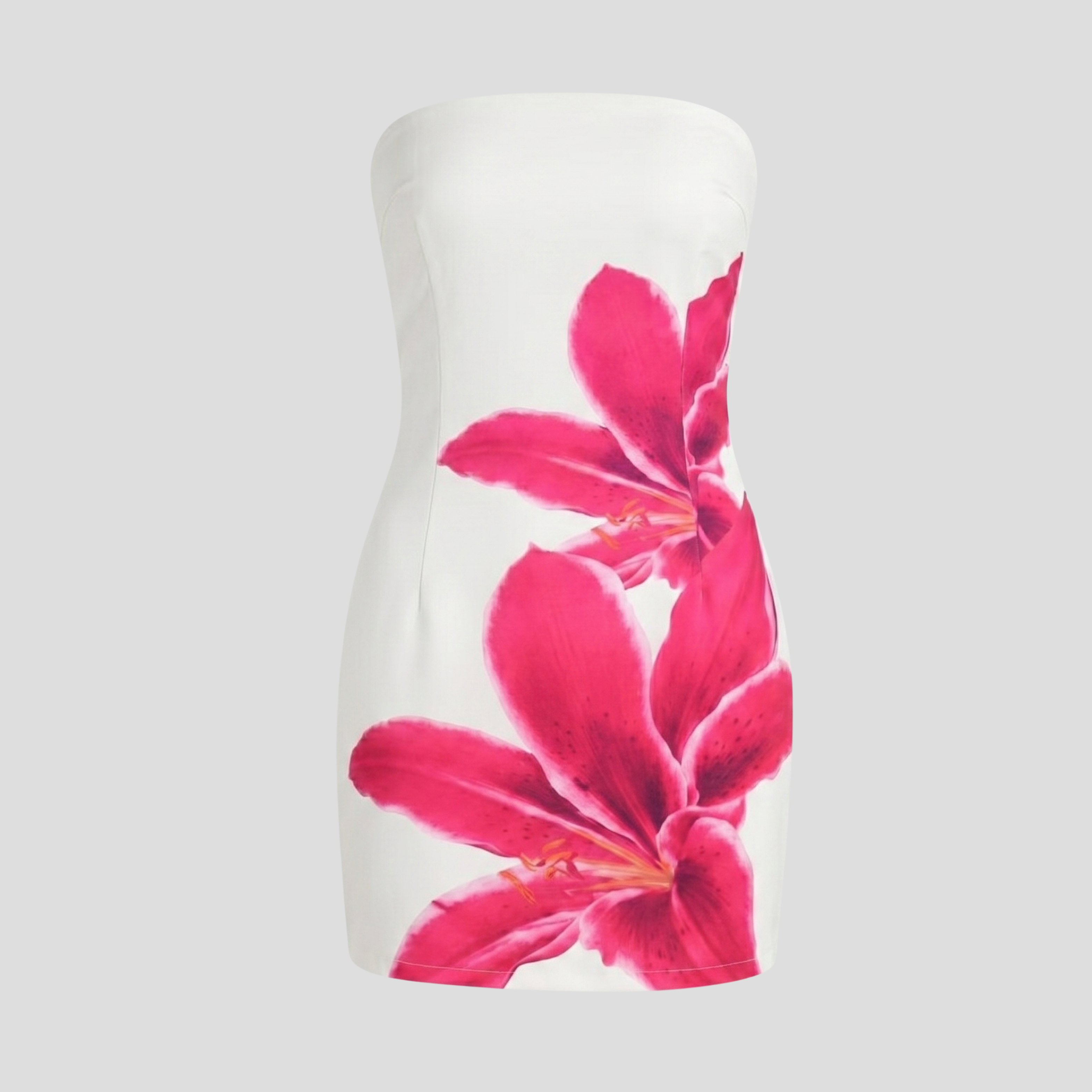 Women Mini Dress | Floral Pattern Form & Strapless Alignment for Occasion Wear