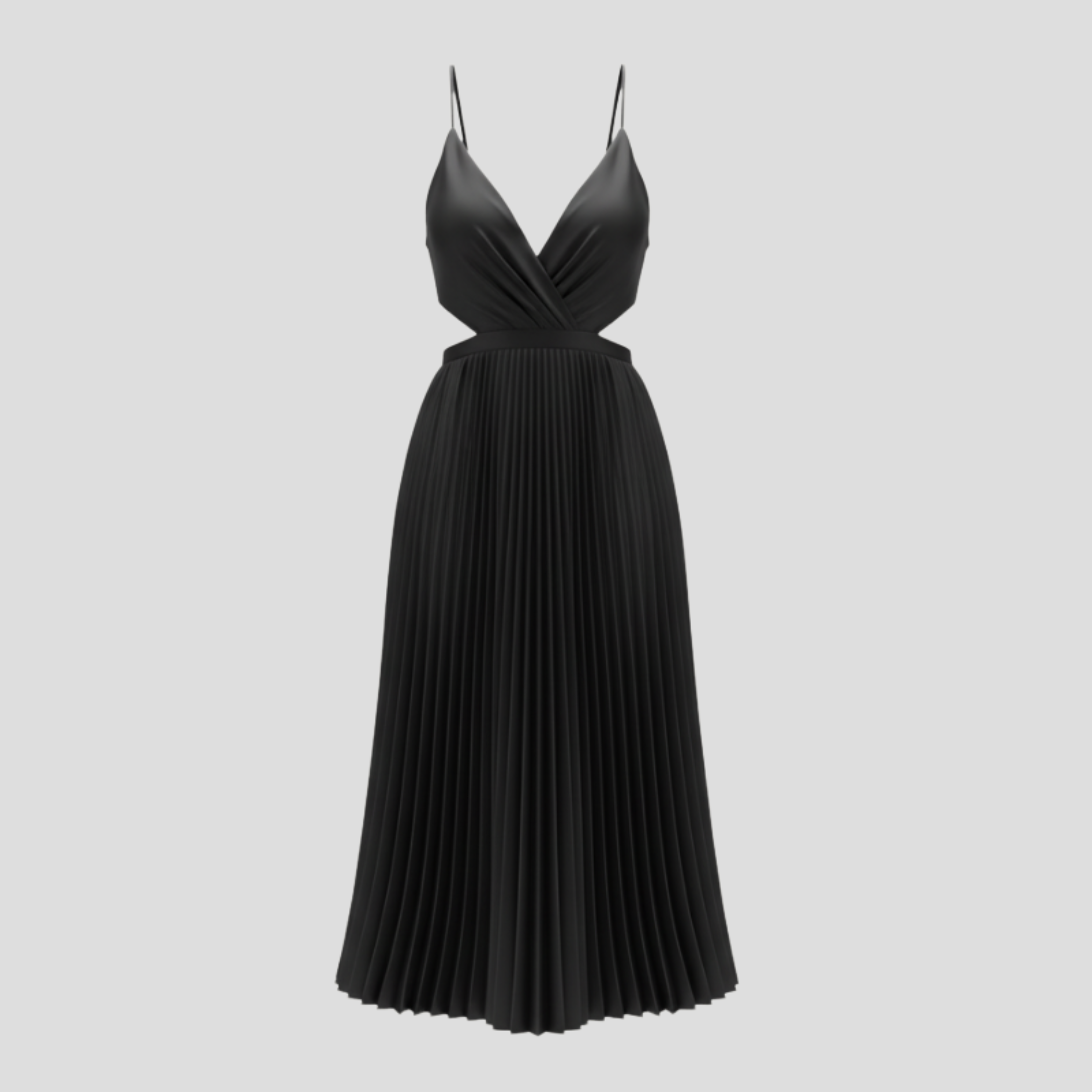 Women Midi Dress | V-Neckline Detail & Vertical Pleated Silhouette for Day Wear