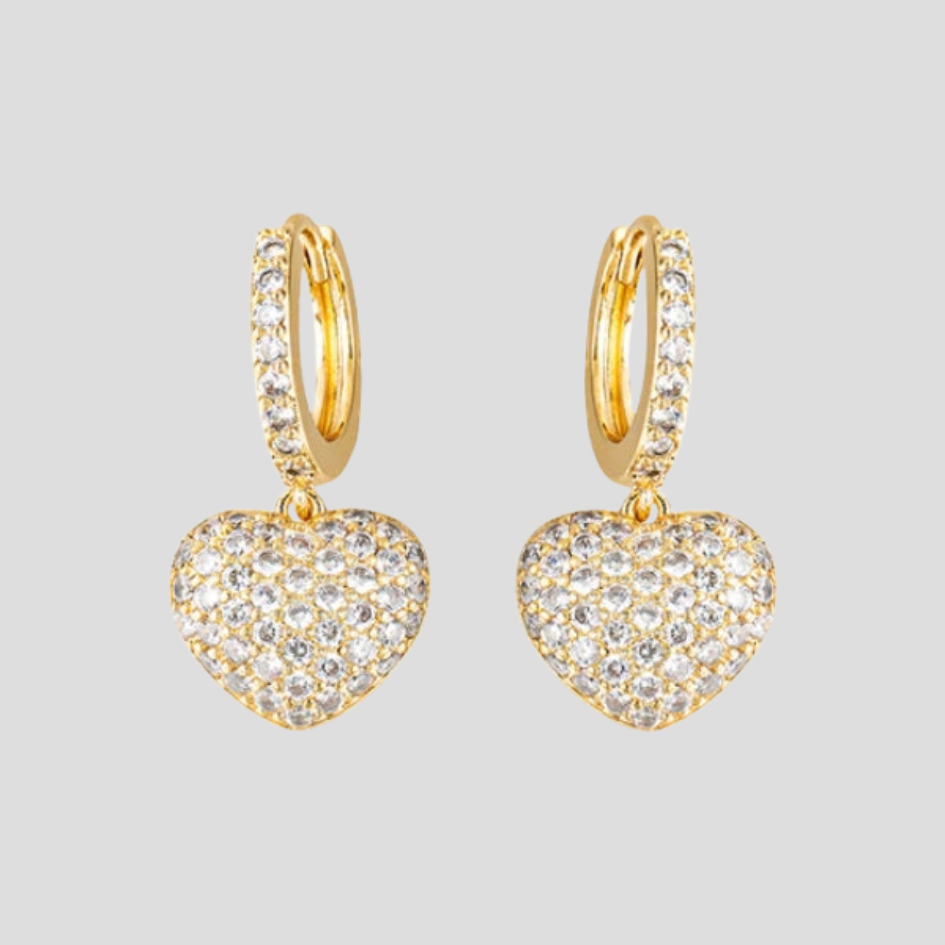 Women Drop Earrings | Heart Charm Silhouette & Pavé Surface Pattern for Daily and Evening Styling