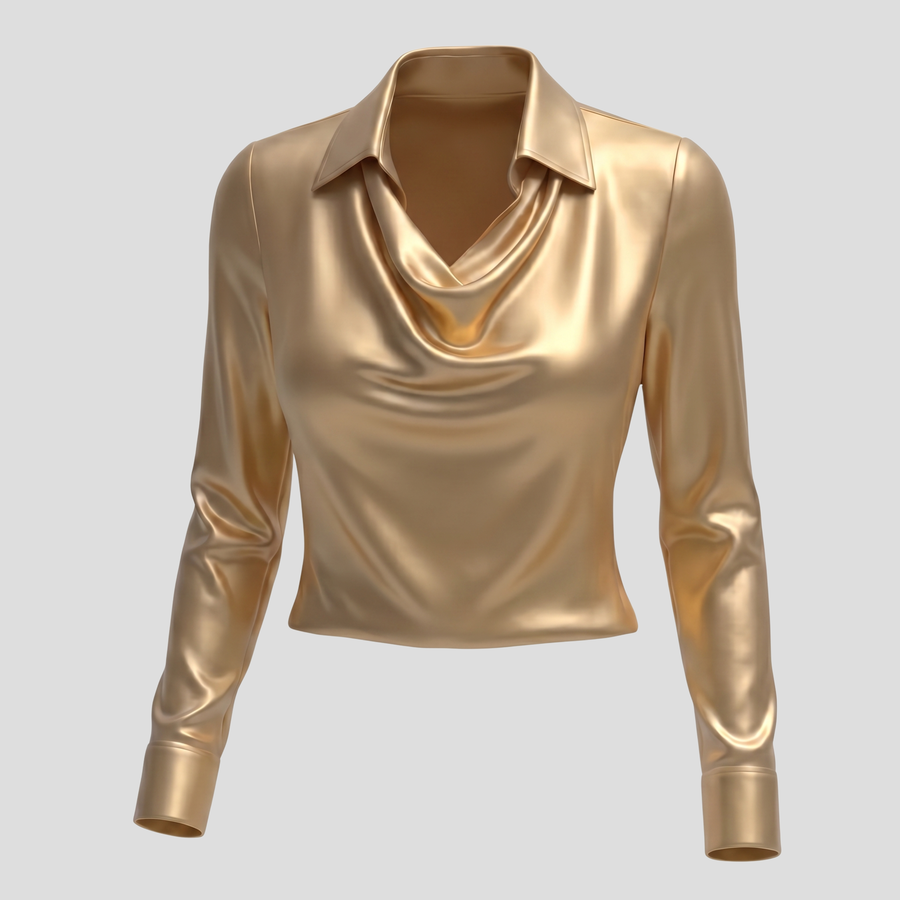 Women Long-Sleeve Blouse | Cowl Neckline Form & Pointed Collar Alignment for Daily Wear